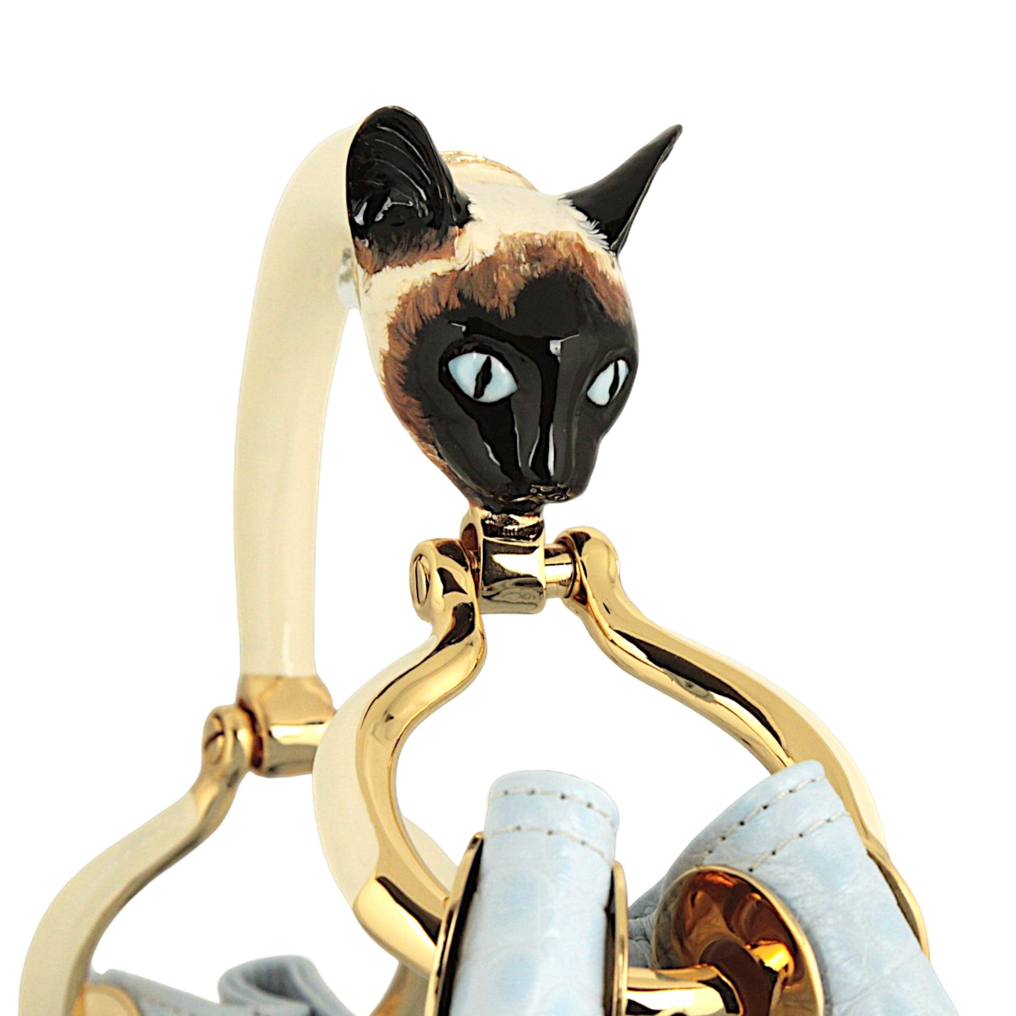 Light Blue Croc-Print Cat Small Handbag Made in Italy