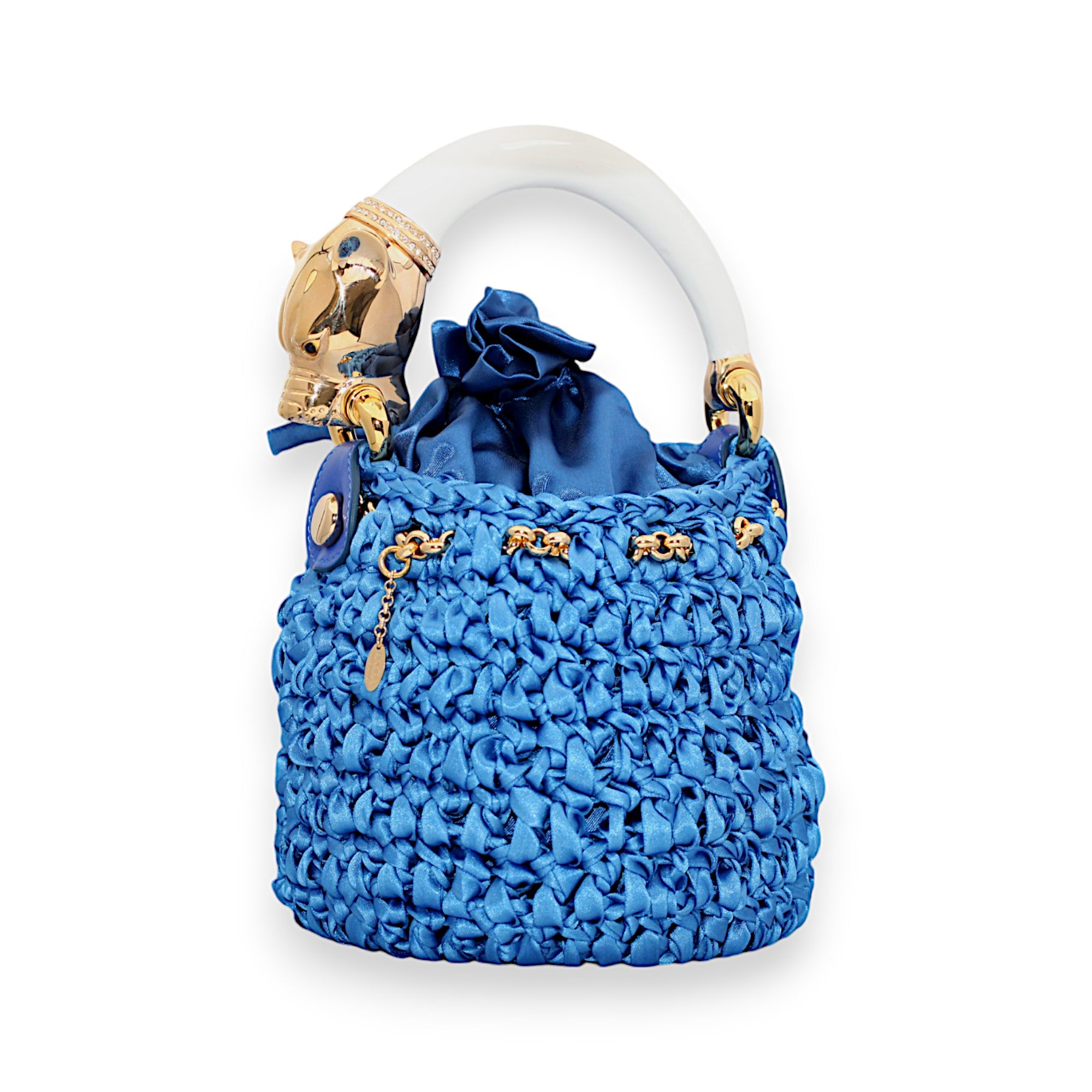 Bucket with Handle Ornated with a white Jaguar Made in Italy