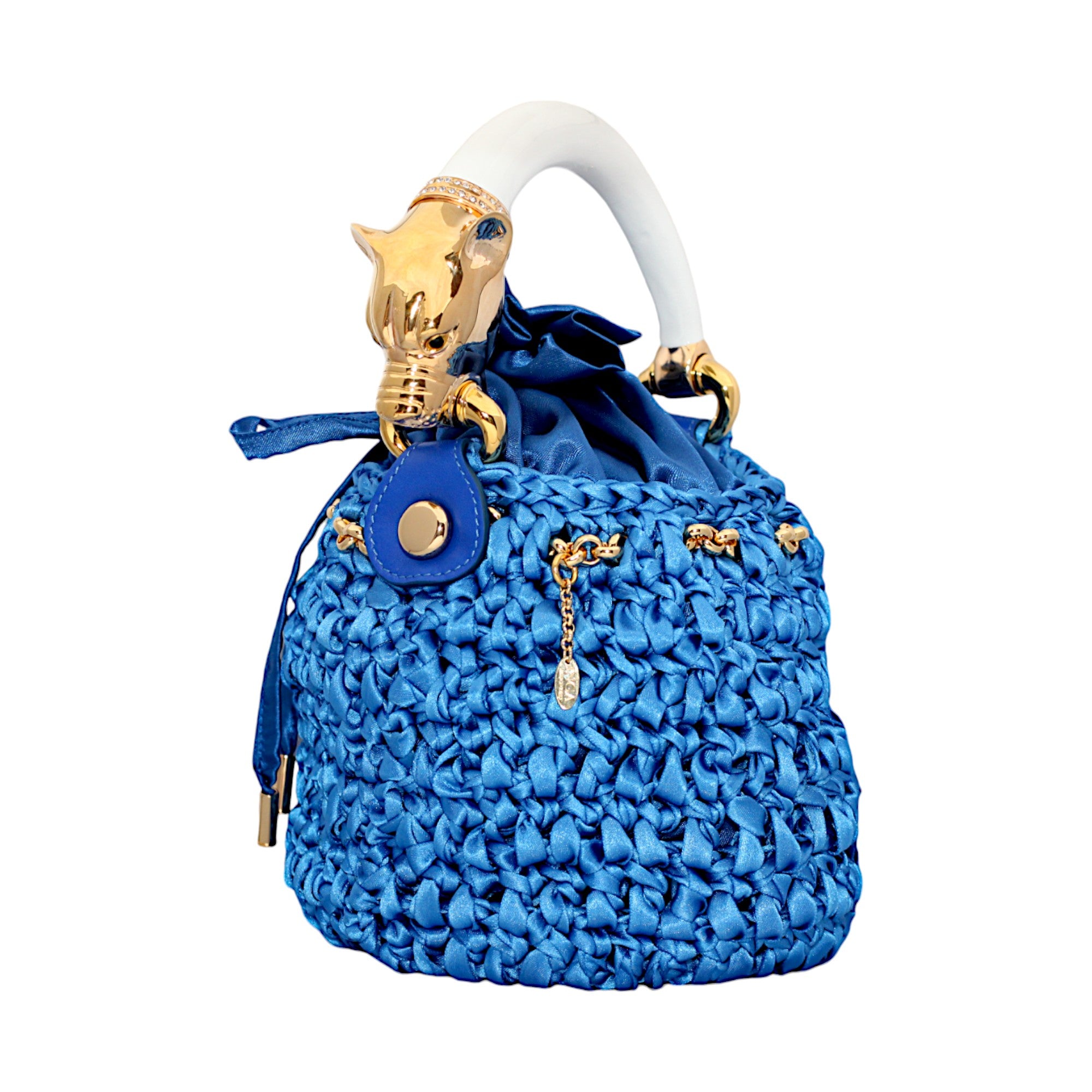 Bucket with Handle Ornated with a white Jaguar Made in Italy
