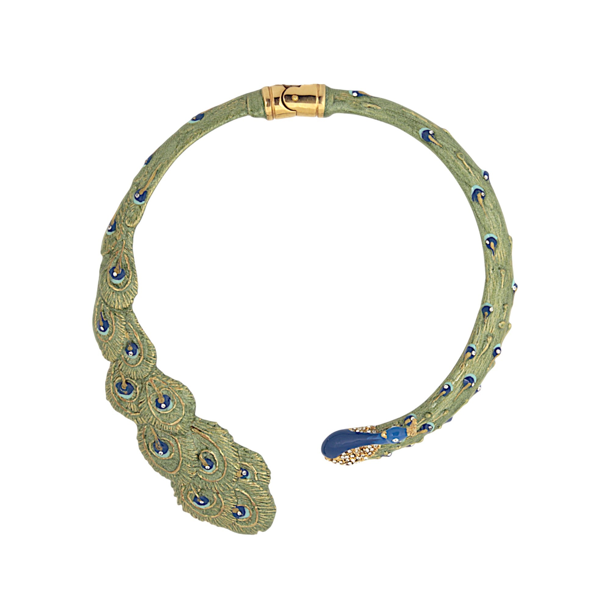 NECKLACE PEACOCK WHIT CRYSTALS