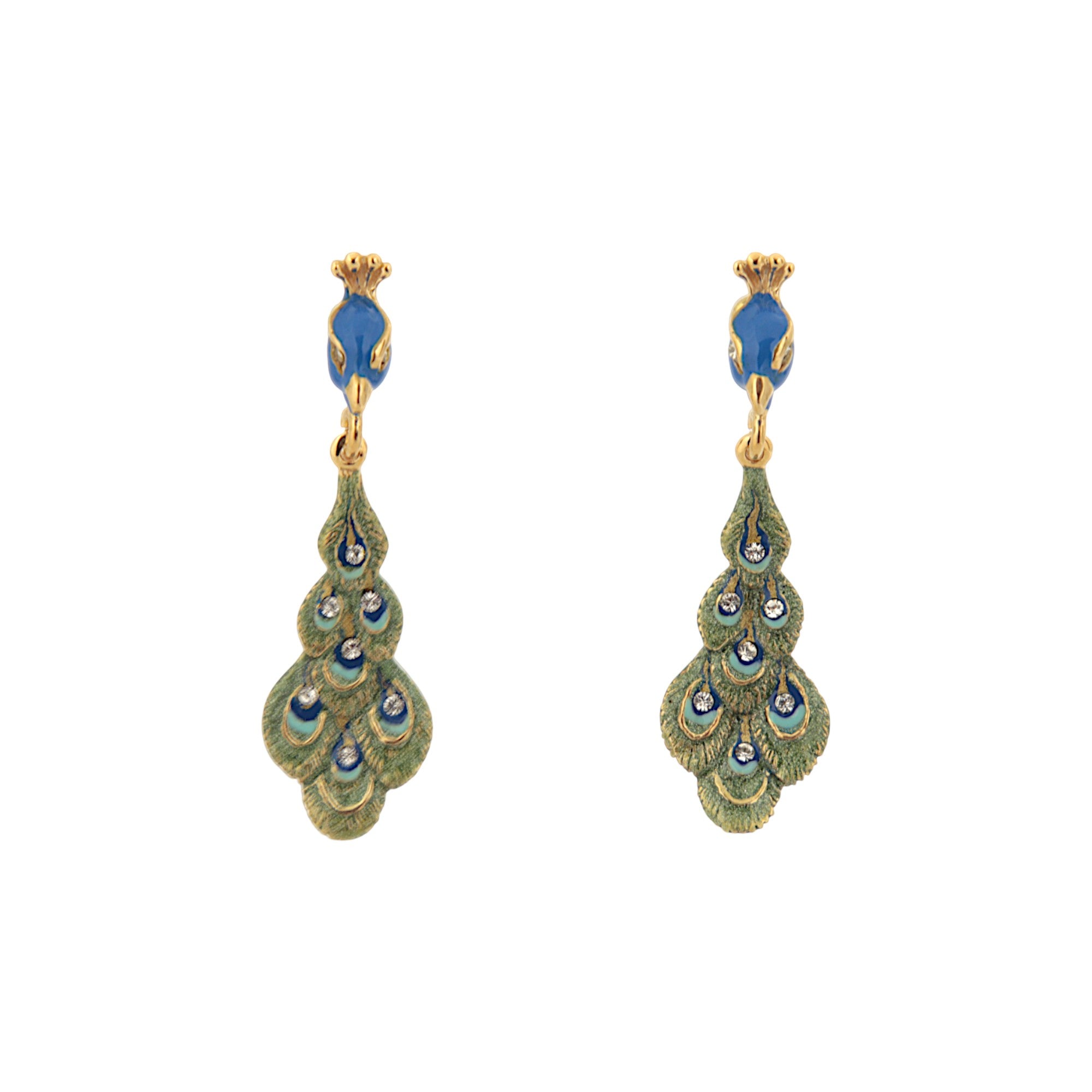 EARRINGS PEACOCK WHIT CRYSTALS