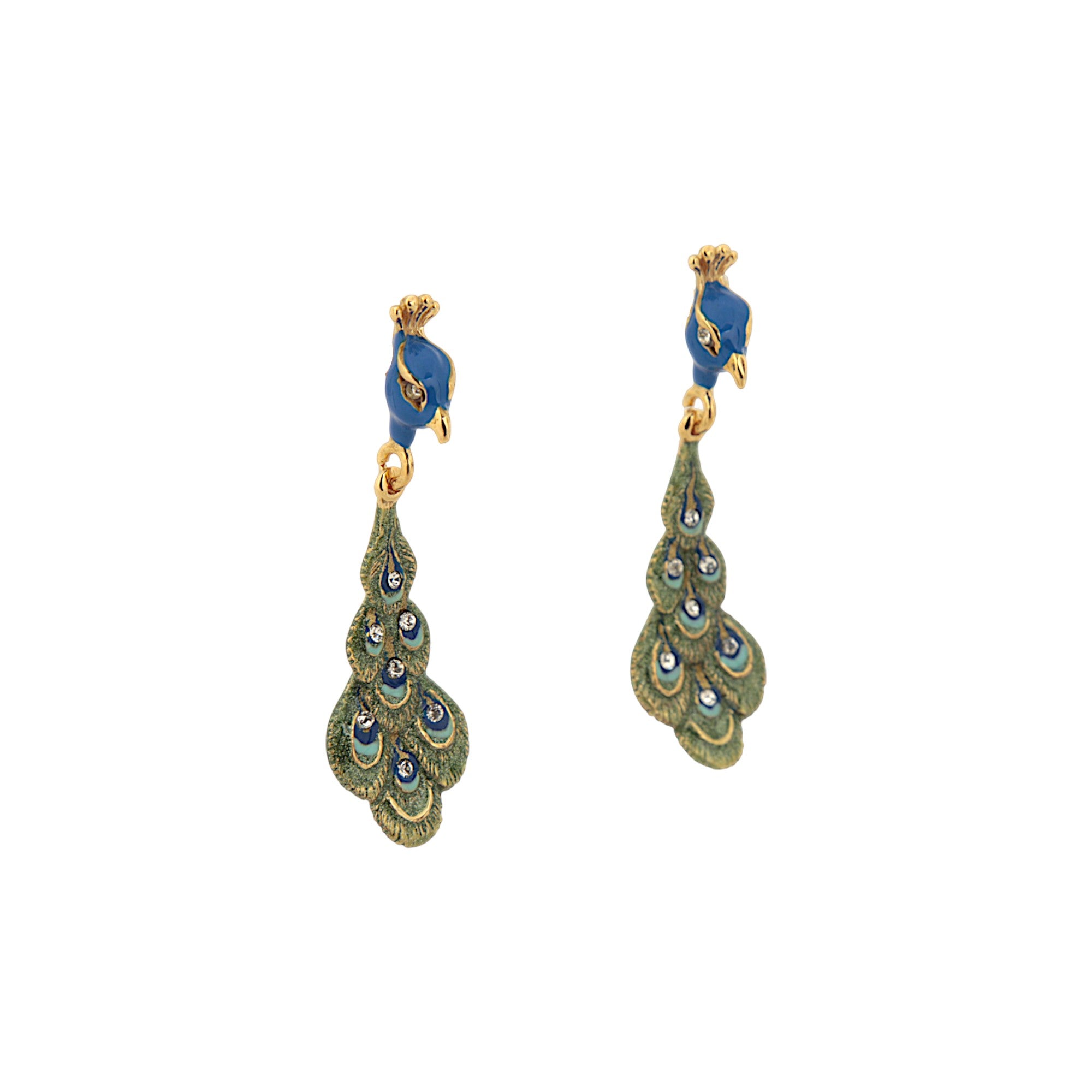 EARRINGS PEACOCK WHIT CRYSTALS