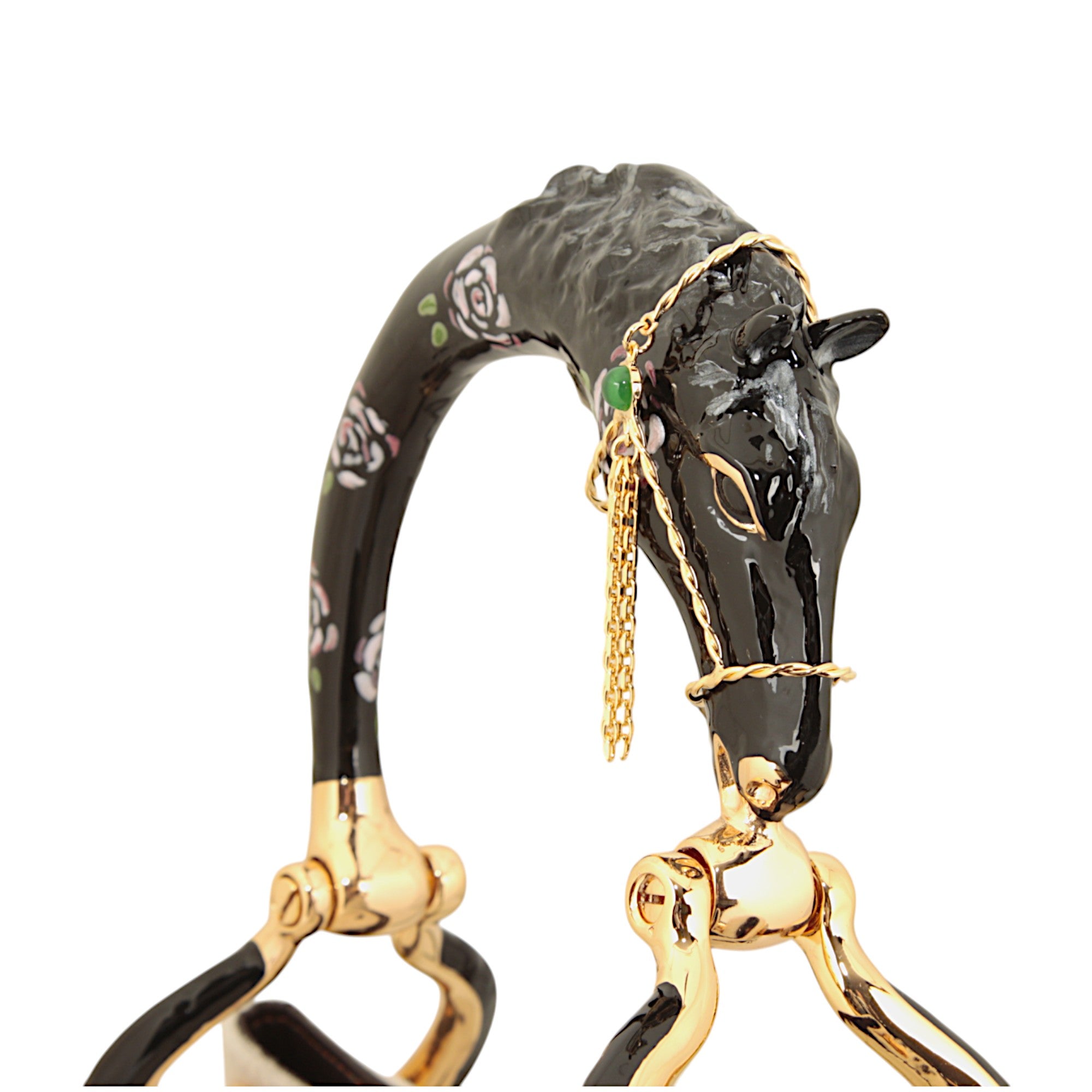 BOLSO PEQUEÑO DE MANO BLACK HORSE CON PELO DE PONI BLANCO Y NEGRO