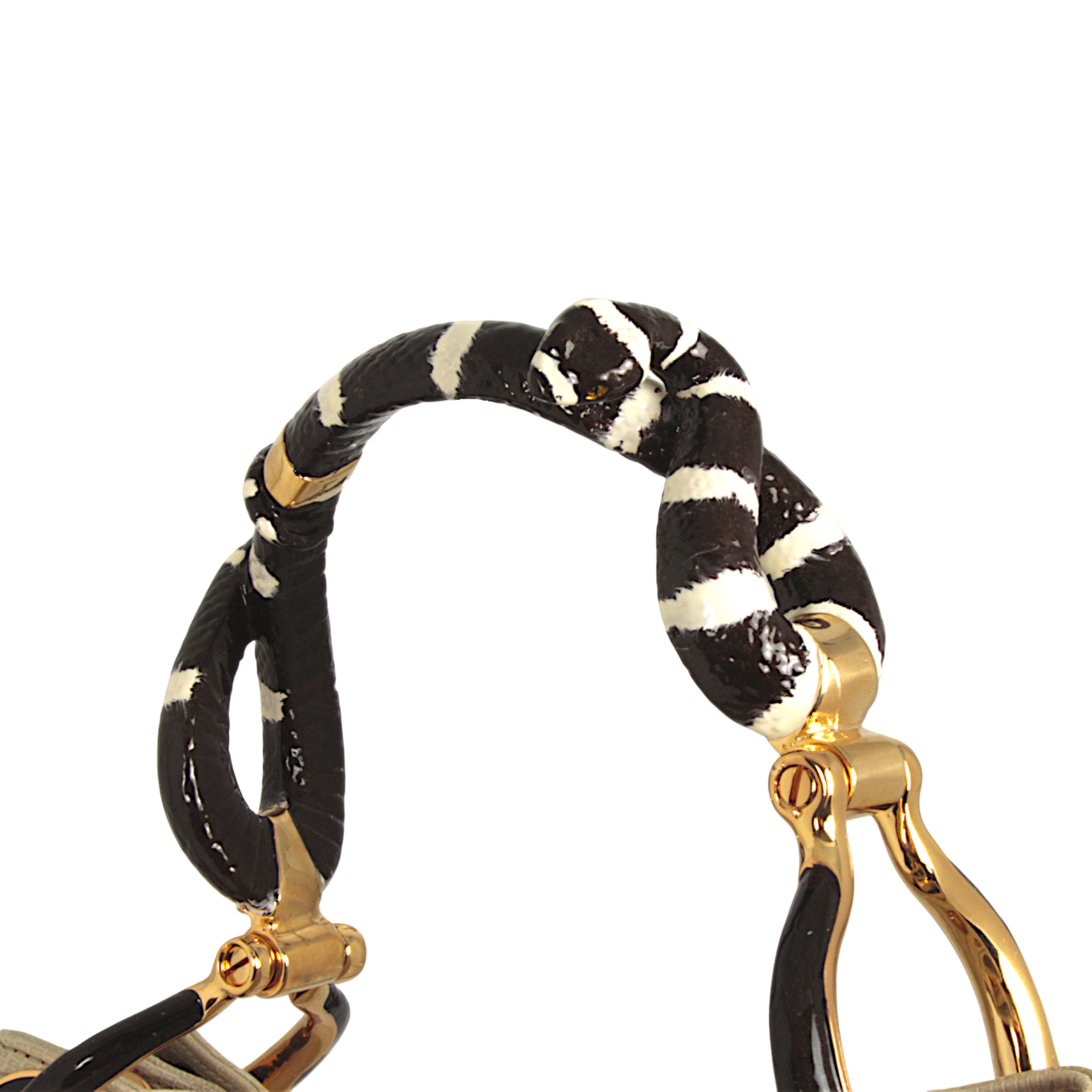 SNAKE SMALL HANDBAG WITH CRAEAM LIZARD PRINTED LEATHER