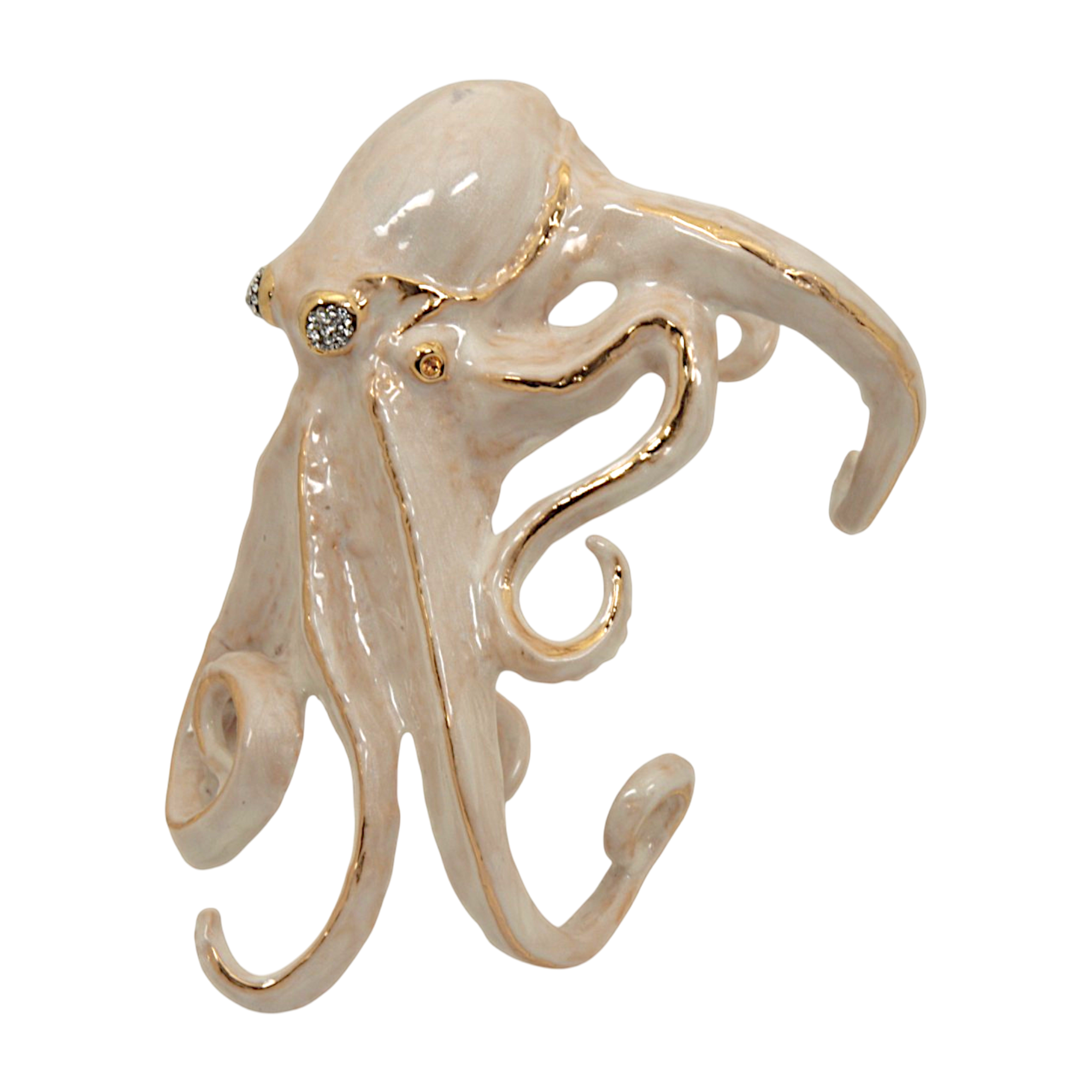 Octopus Sculpture Bracelet in Metal, 24K Gold and Polychrome Enamel