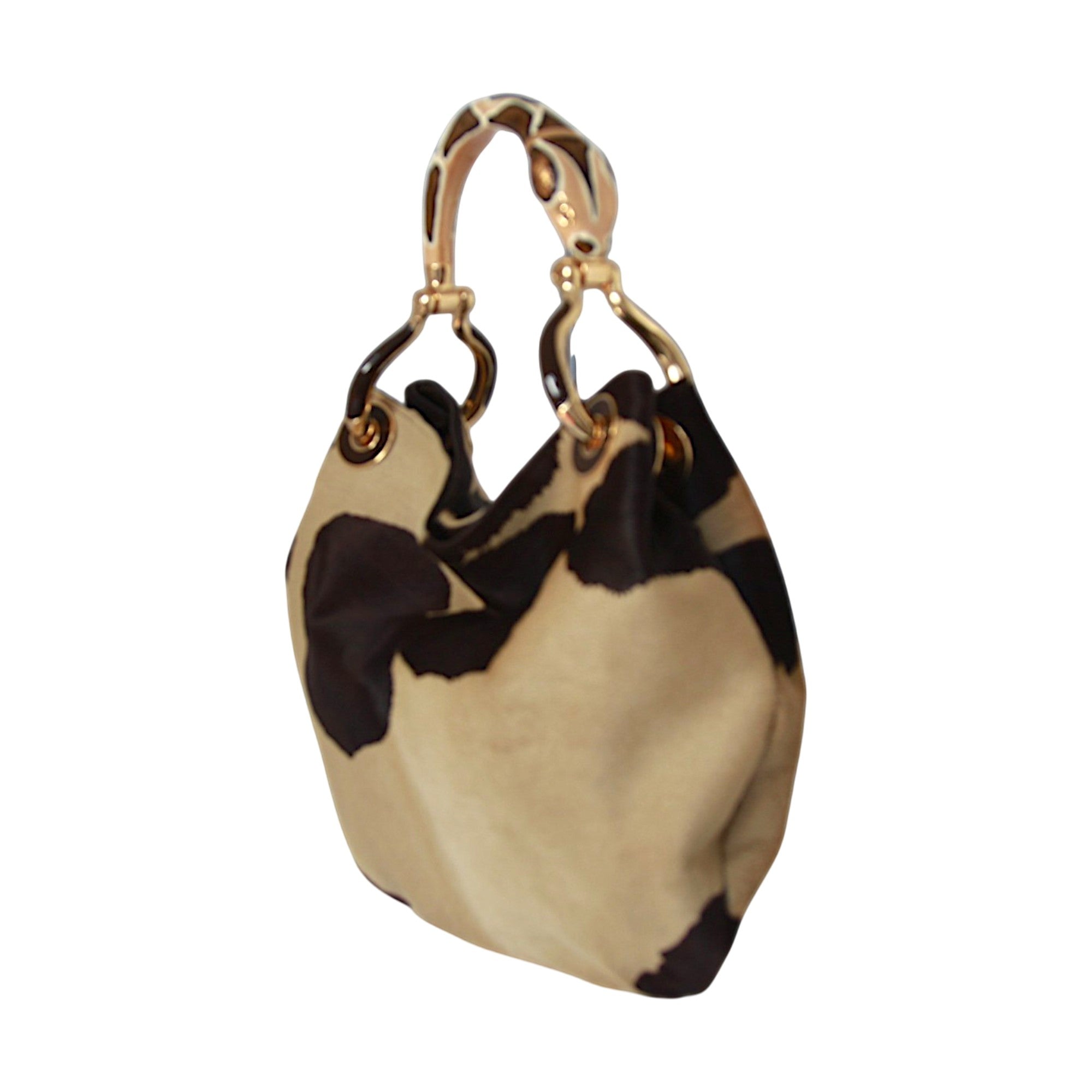 SNAKE MEDIUM BAG WITH PRINTED PONY HAIR SMALL HANDBAG