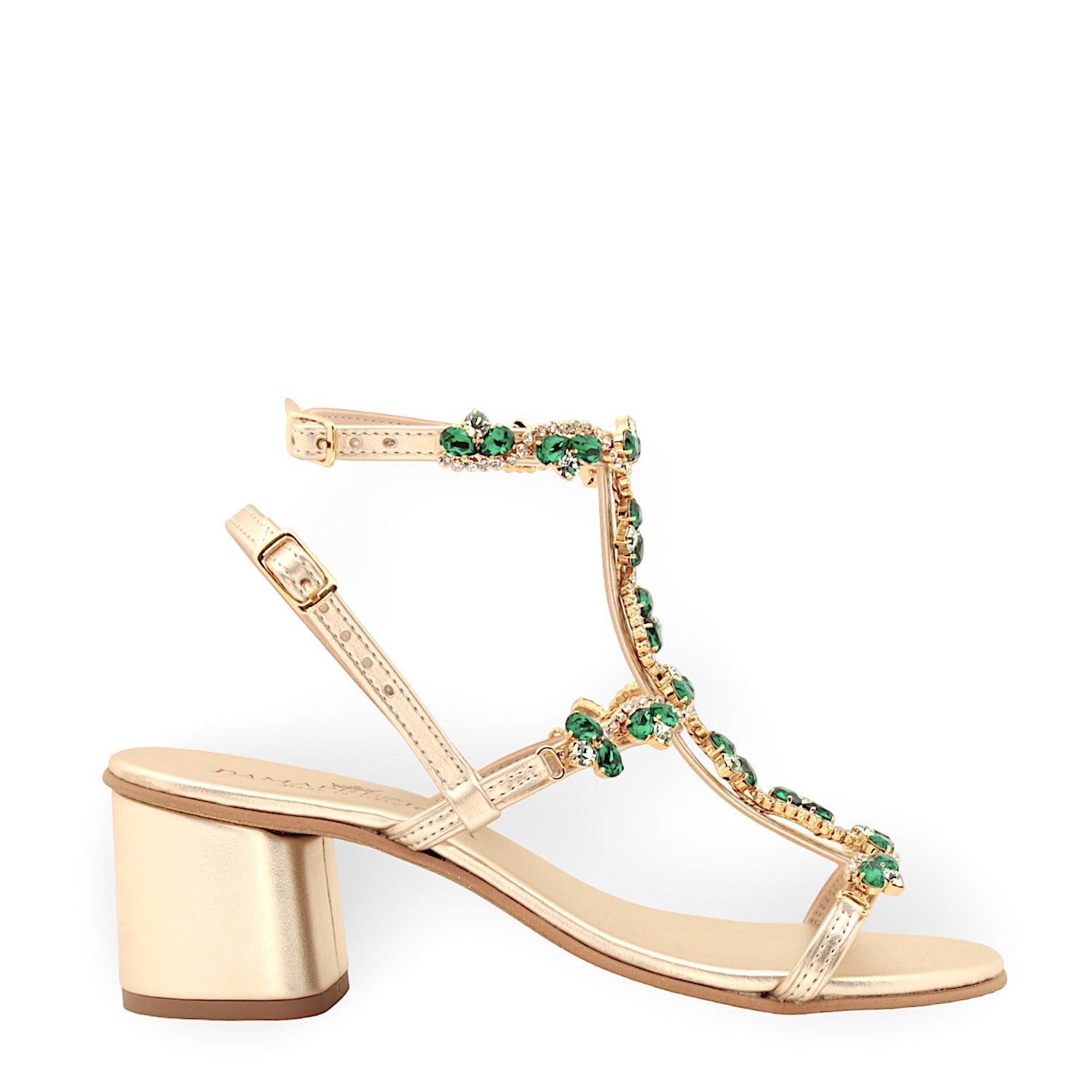 SANDALO IRINA CON GOCCIA DI CRISTALLO VERDE SMERALDO