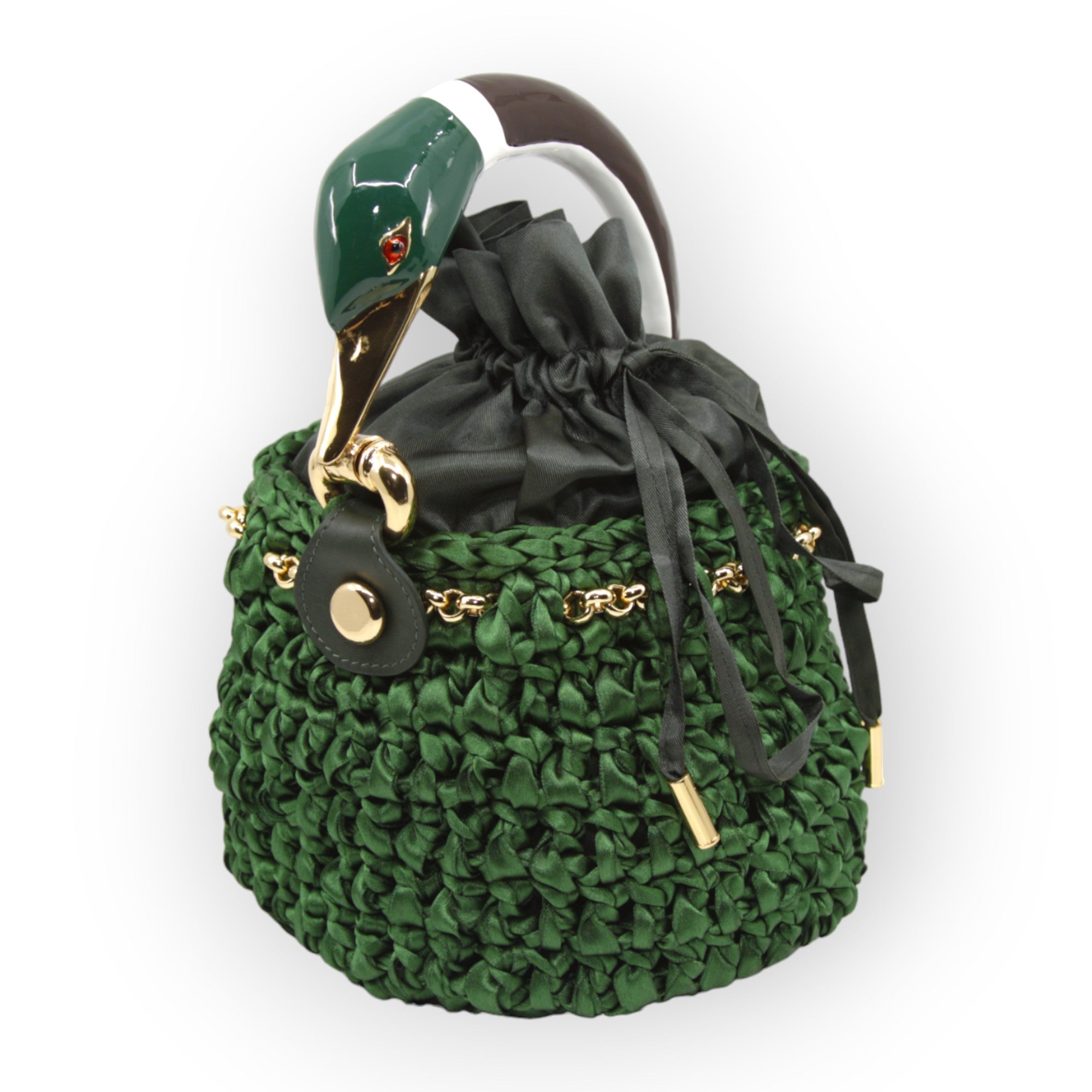 Secchiello con manico decorato con paperella smaltata Made in Italy