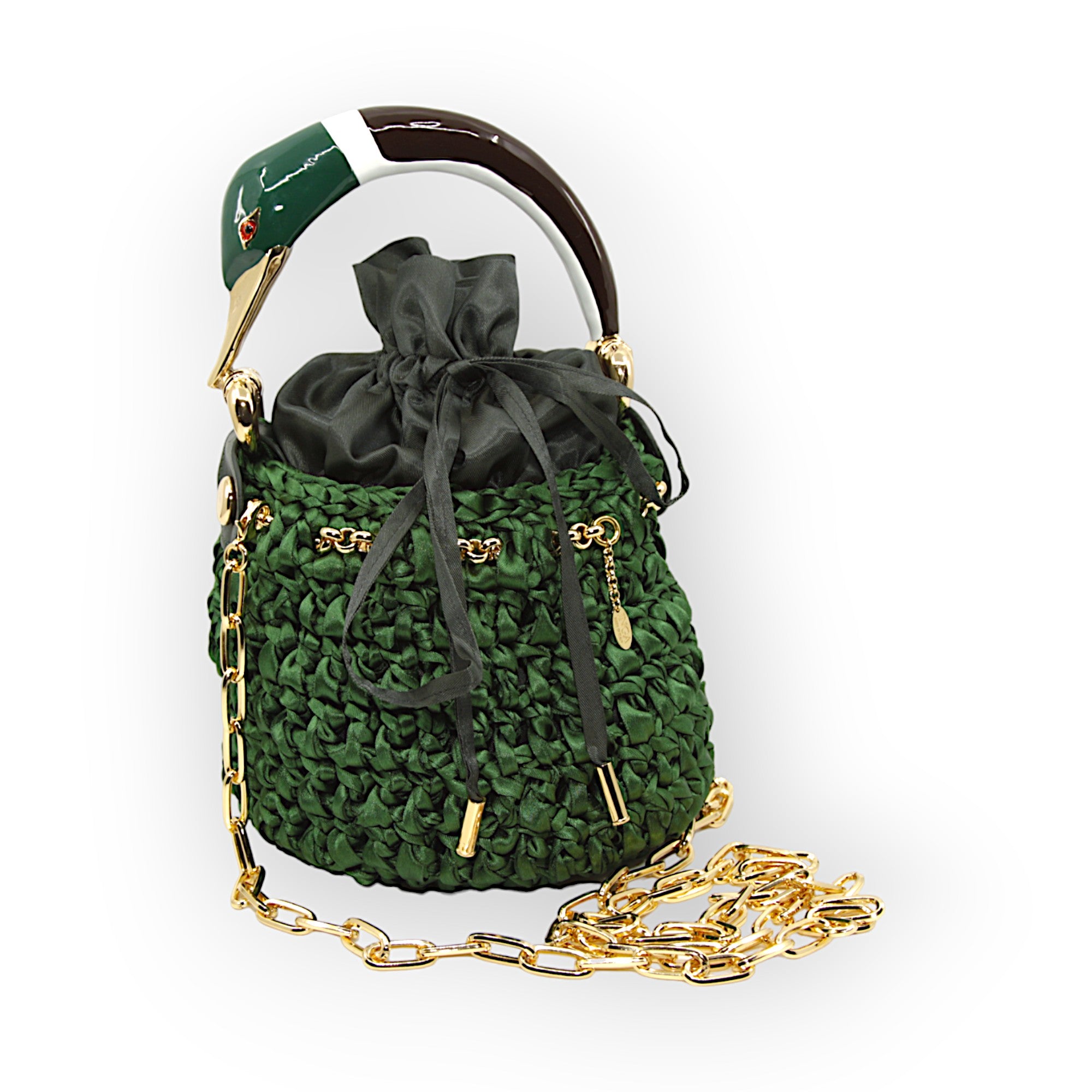 Secchiello con manico decorato con paperella smaltata Made in Italy