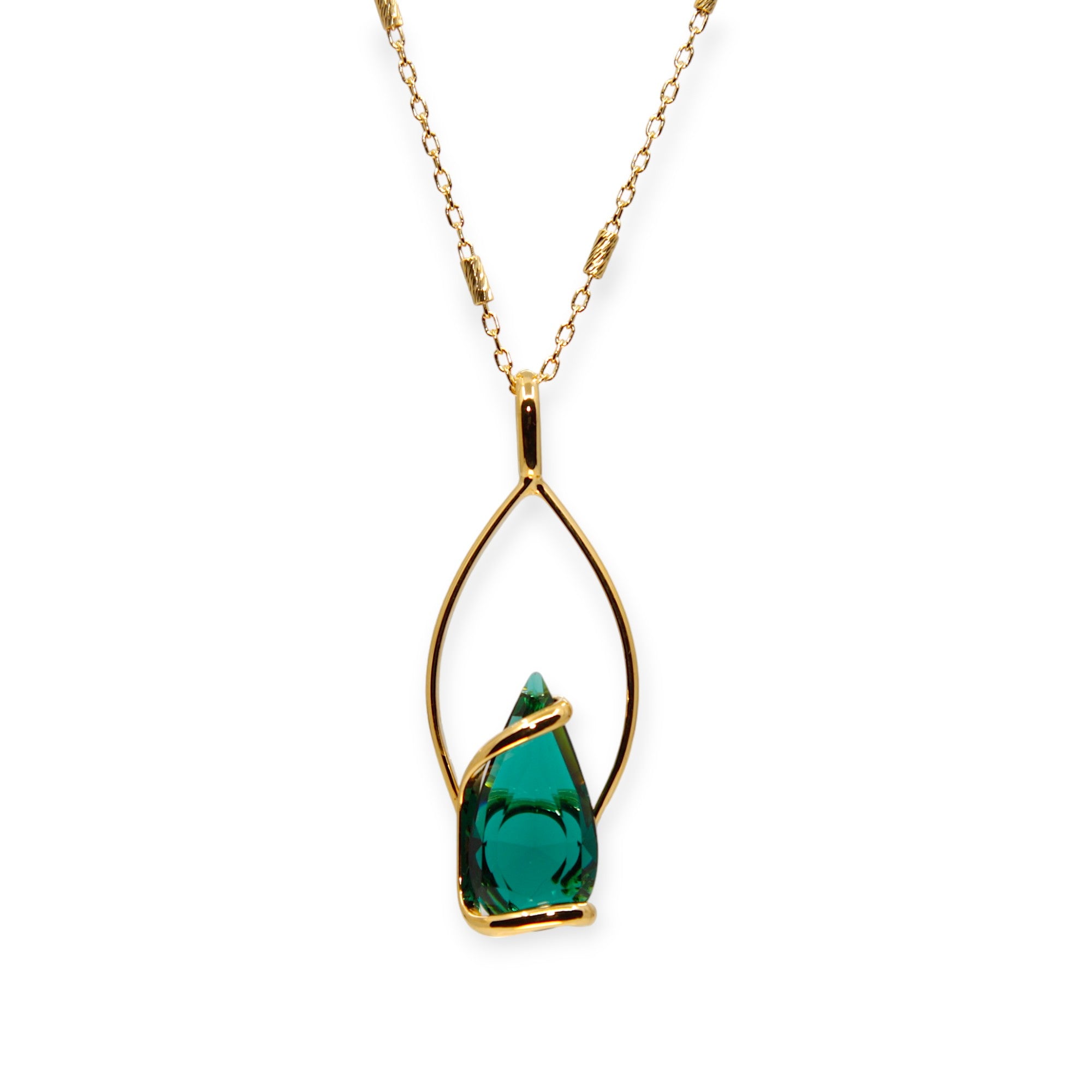 GREEN EMERALD MINI DROP CRYSTAL NECKLACE
