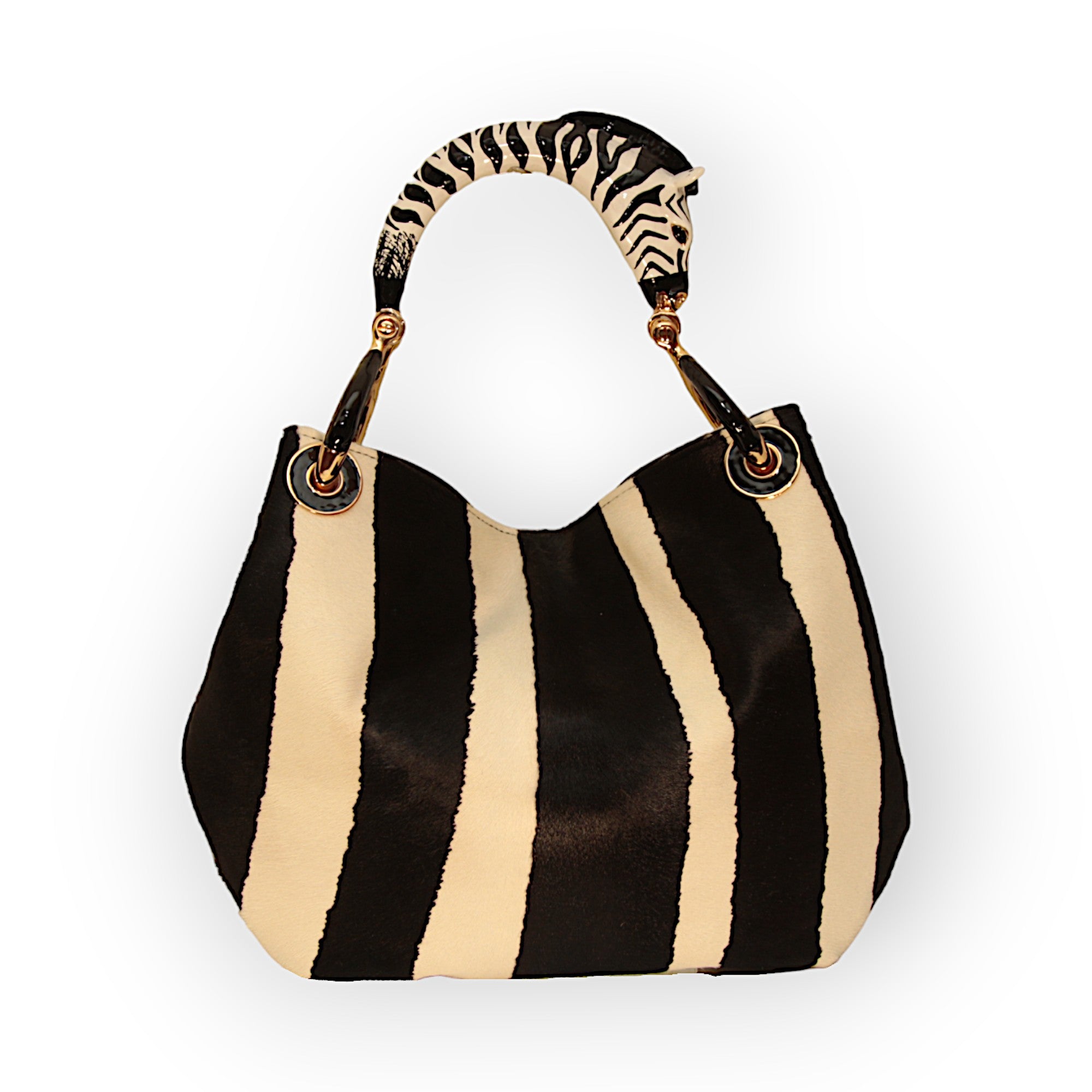 BORSA A MANO PICCOLA ZEBRA IN PELLE EFFETTO CAVALLINO