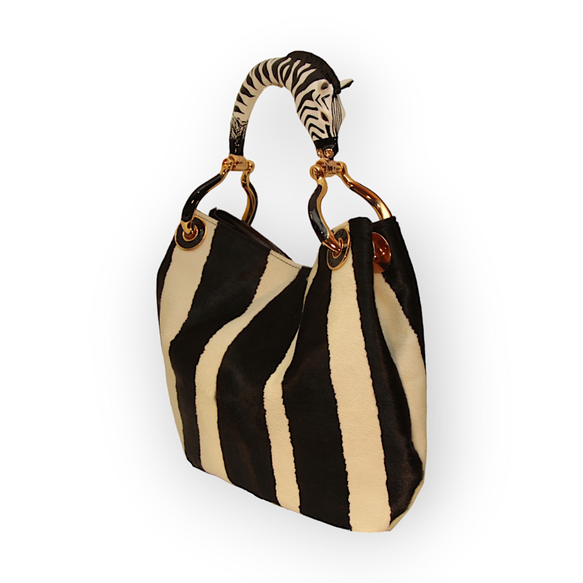 BORSA A MANO PICCOLA ZEBRA IN PELLE EFFETTO CAVALLINO