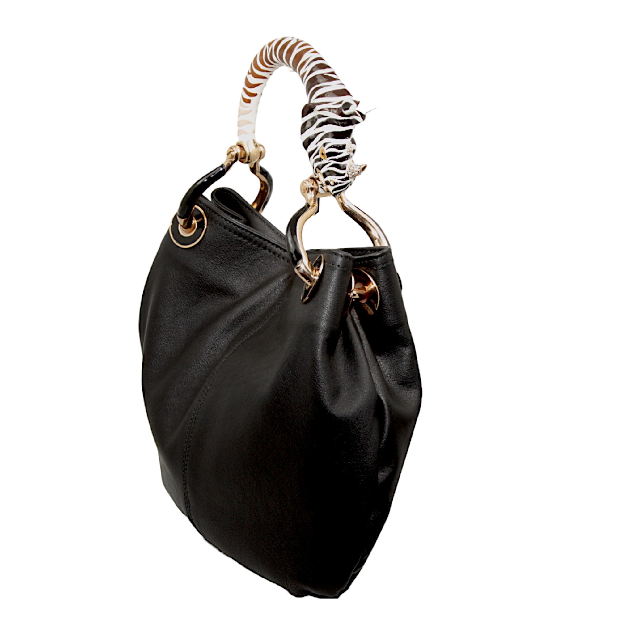 RHINO SMALL HANDBAG IN BLACK HIGHT QUALITY LEATHER