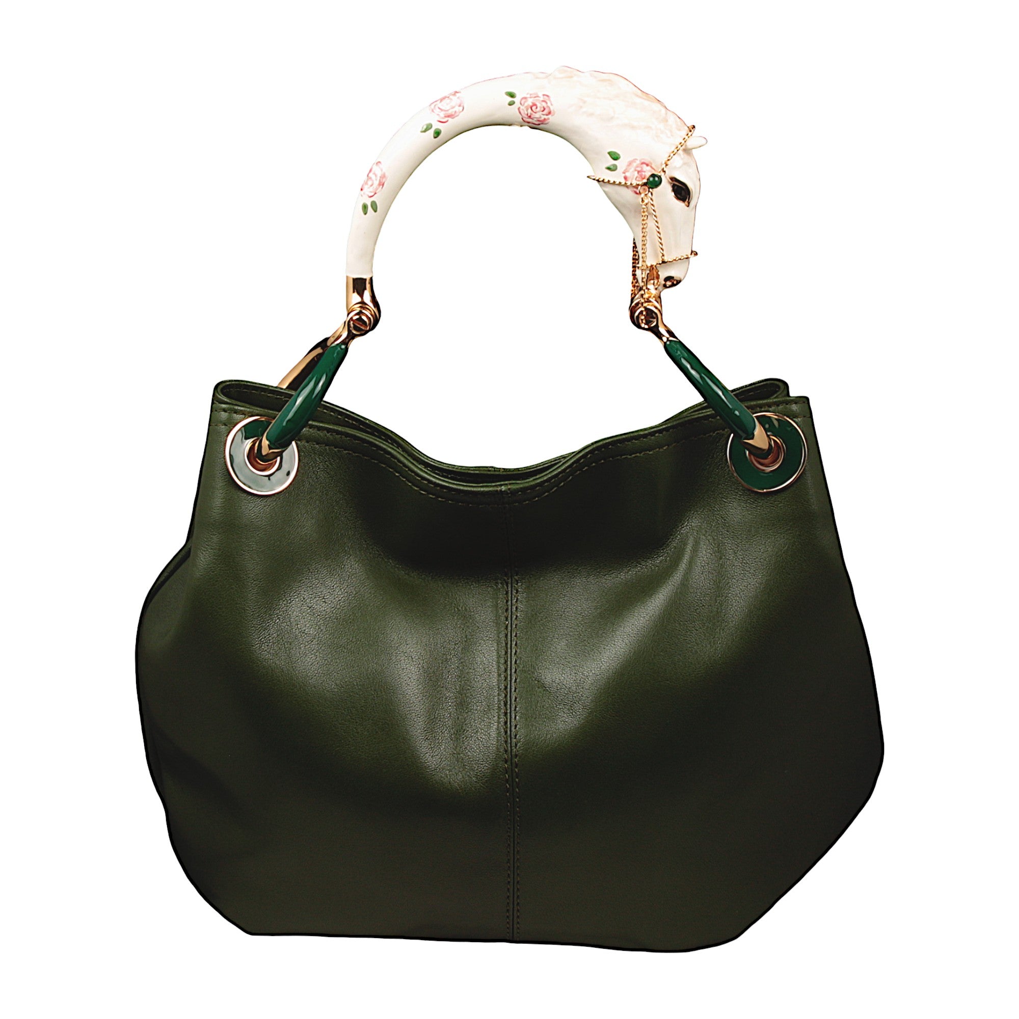 HORSE SMALL BAG WITH GREEN NAPPA LEATHER
