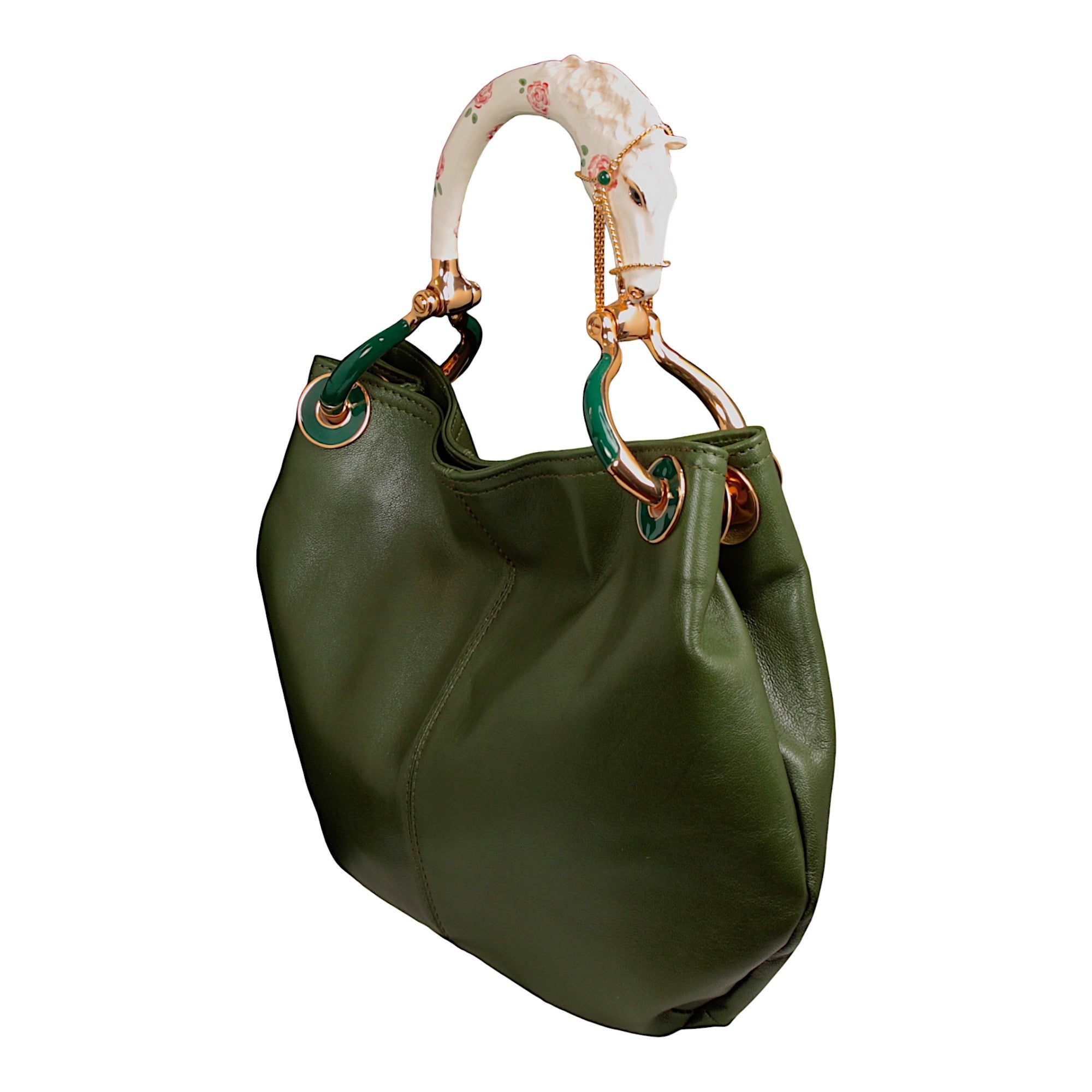 HORSE SMALL BAG WITH GREEN NAPPA LEATHER