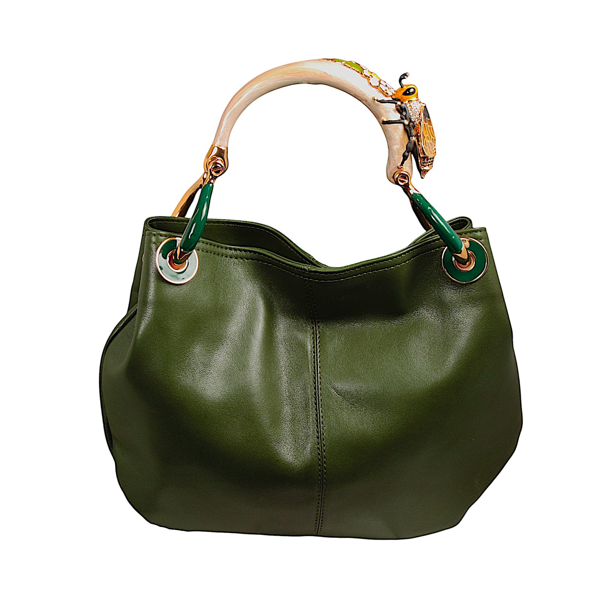 BEE SMALL BAG WITH GREEN NAPPA LEATHER