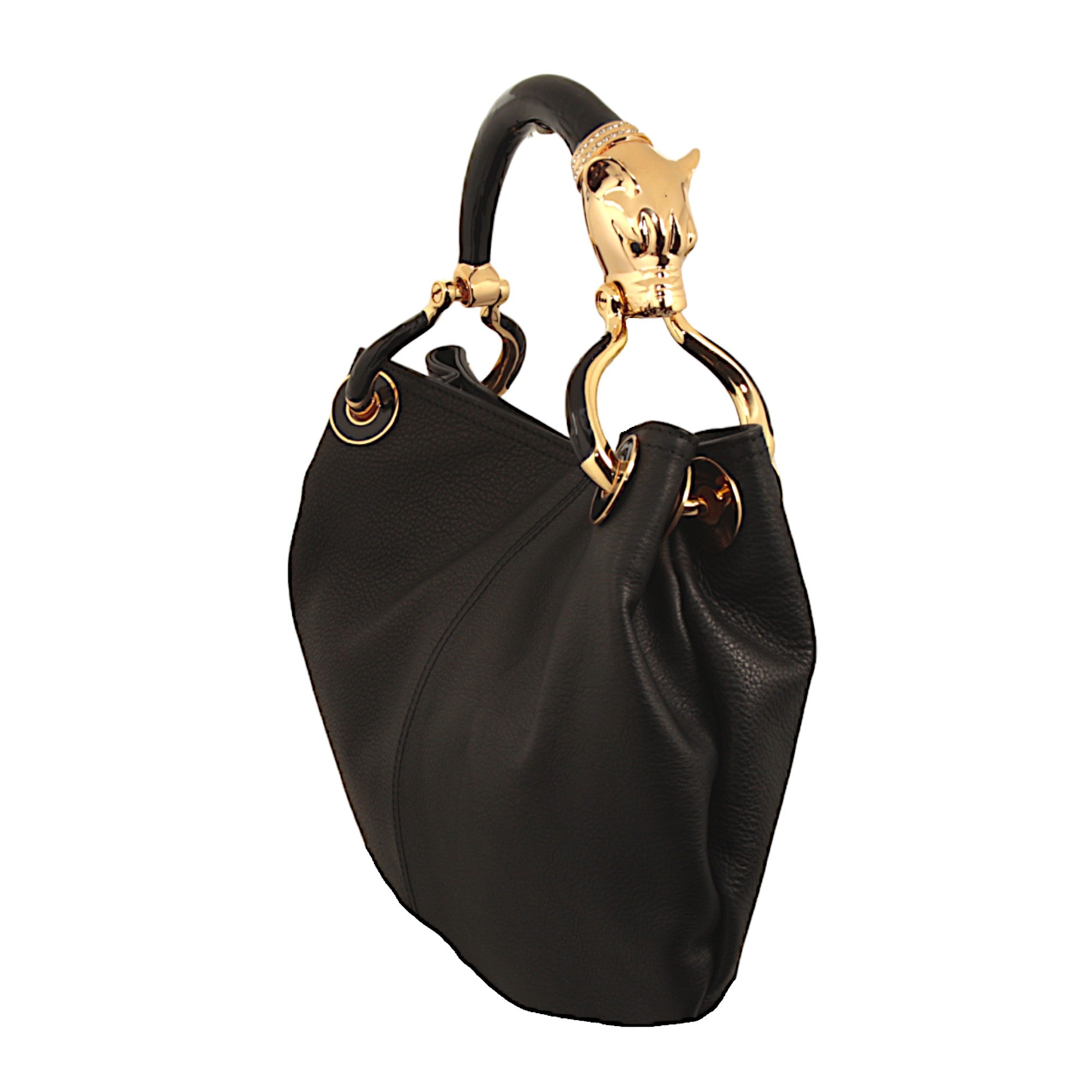 BORSA A MANO PICCOLA BLACK PANTHER IN PELLE NERA DI ALTA QUALITÀ