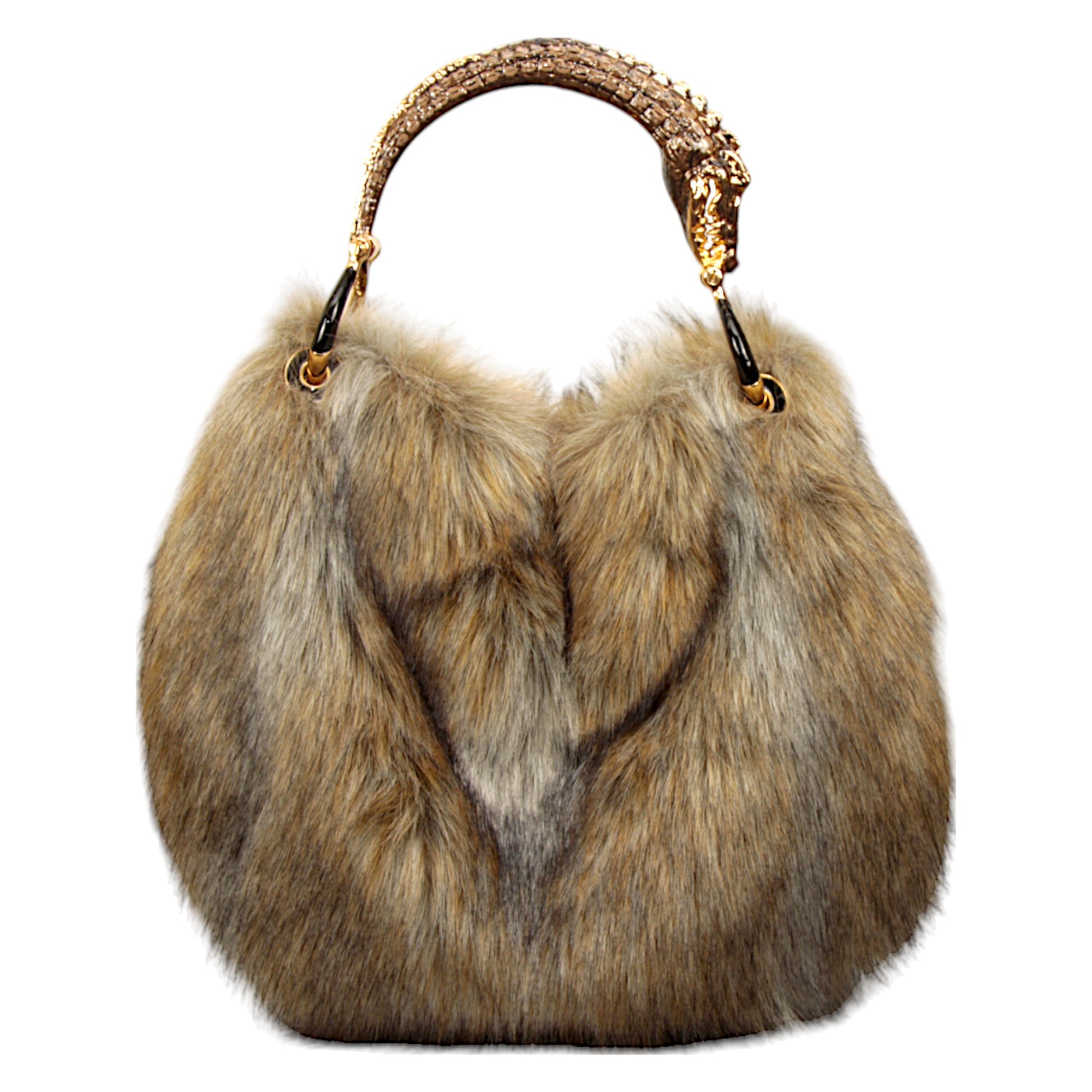 BORSA CLASSICA IN COCCODRILLO CON PELLICCIA SINTETICA