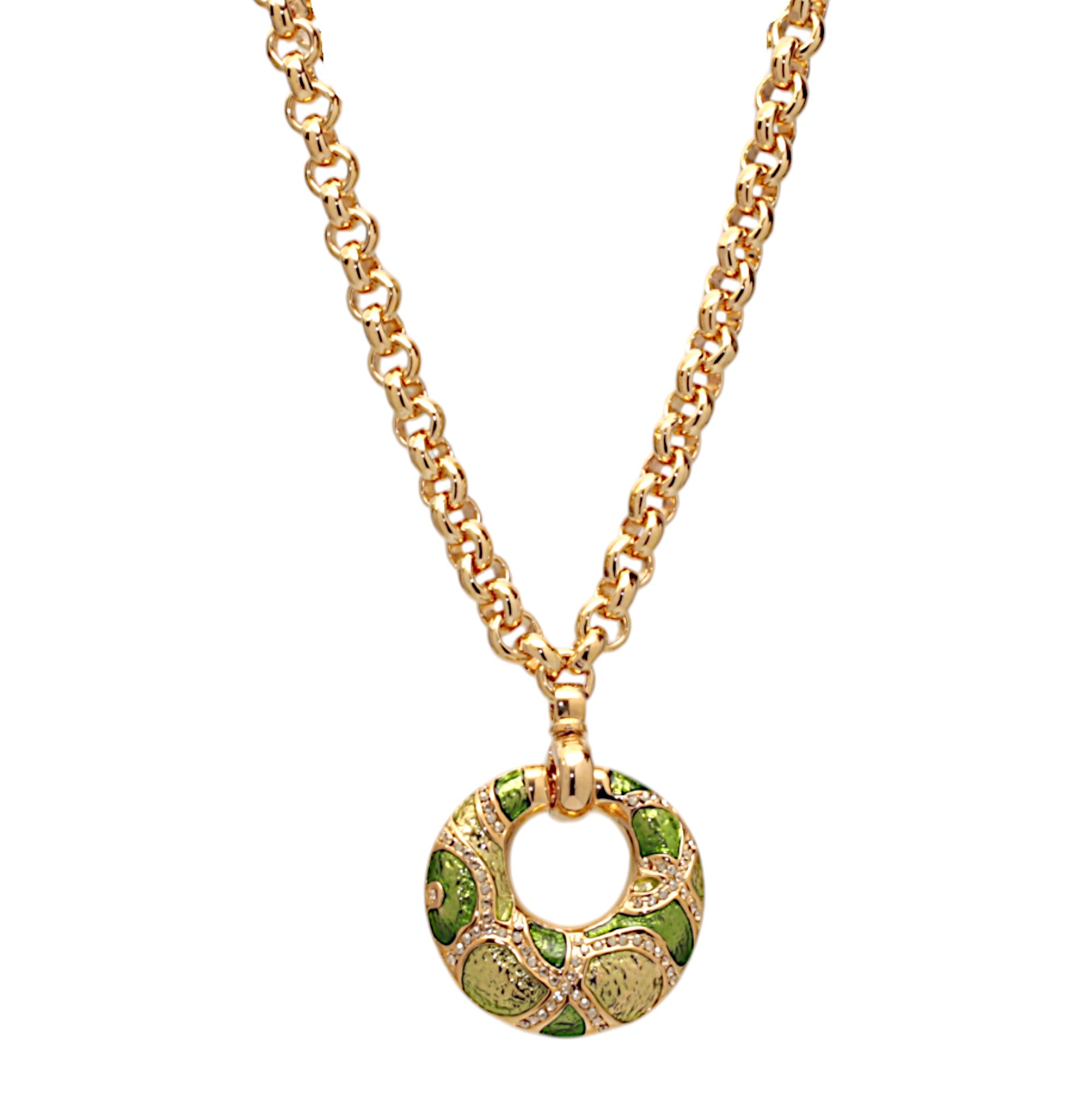 COLLANA MOSAICO VERDE CON CATENA