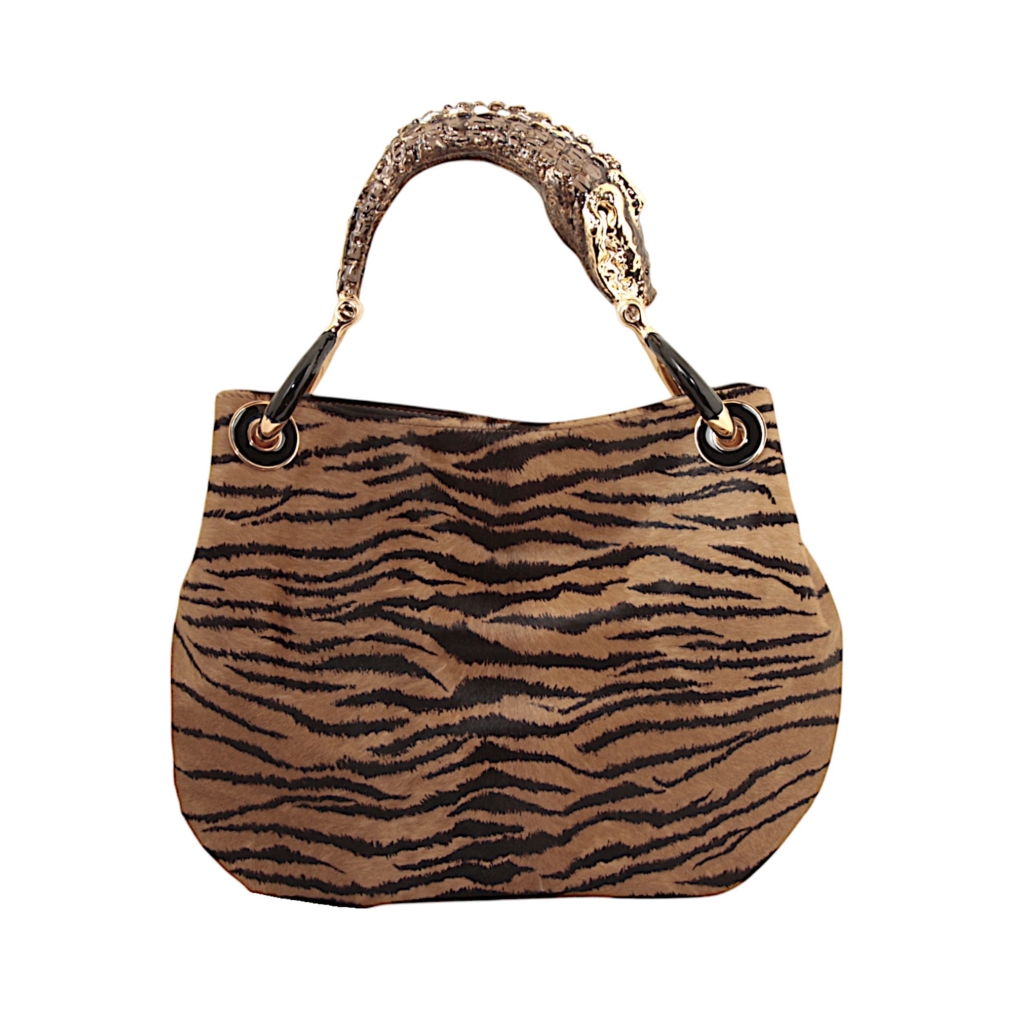 CROCODILE HANDBAG IN PONY-EFFECT PRINTED LEATHER