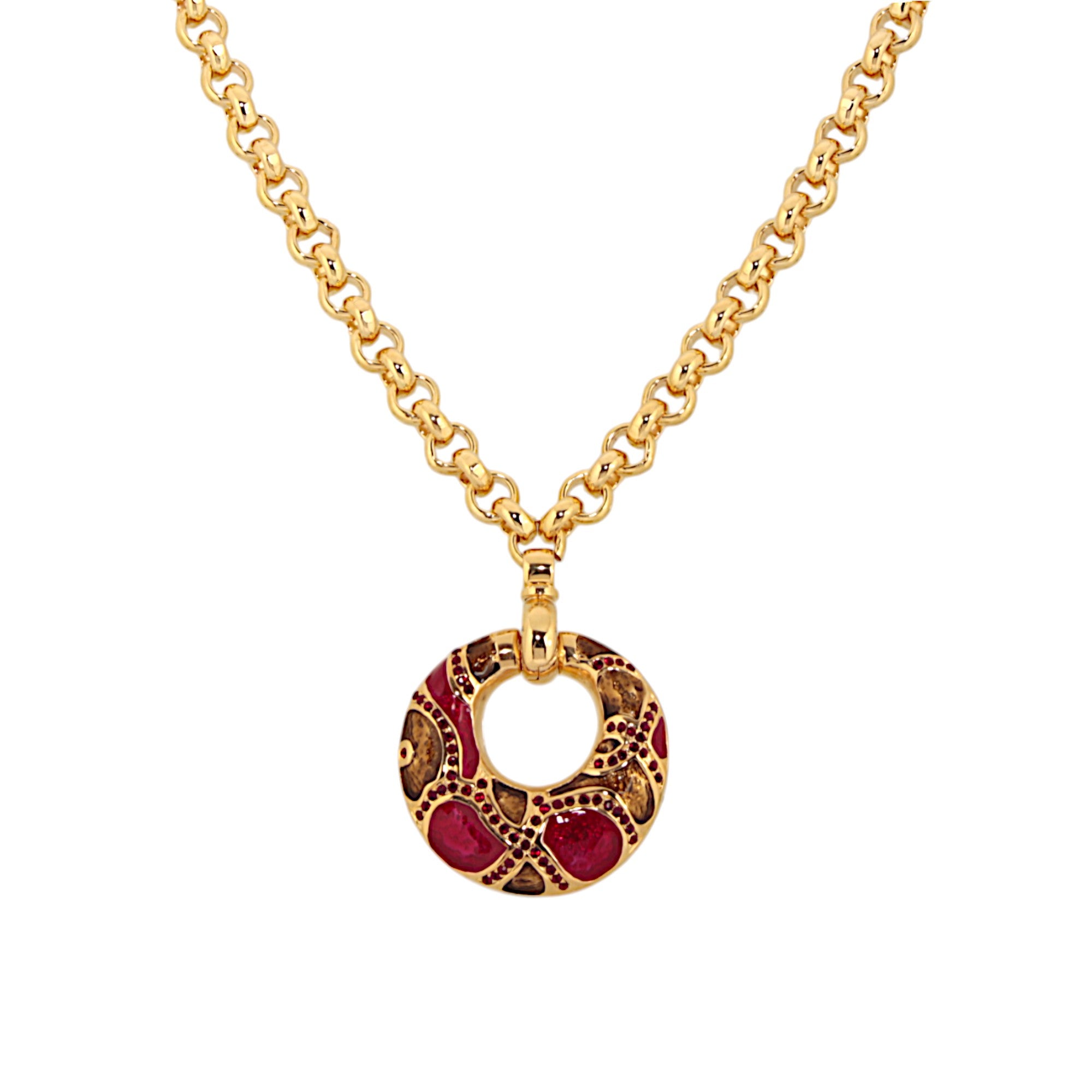 MOSAIC NECKLACE BORDEAUX RED WITH CHAIN