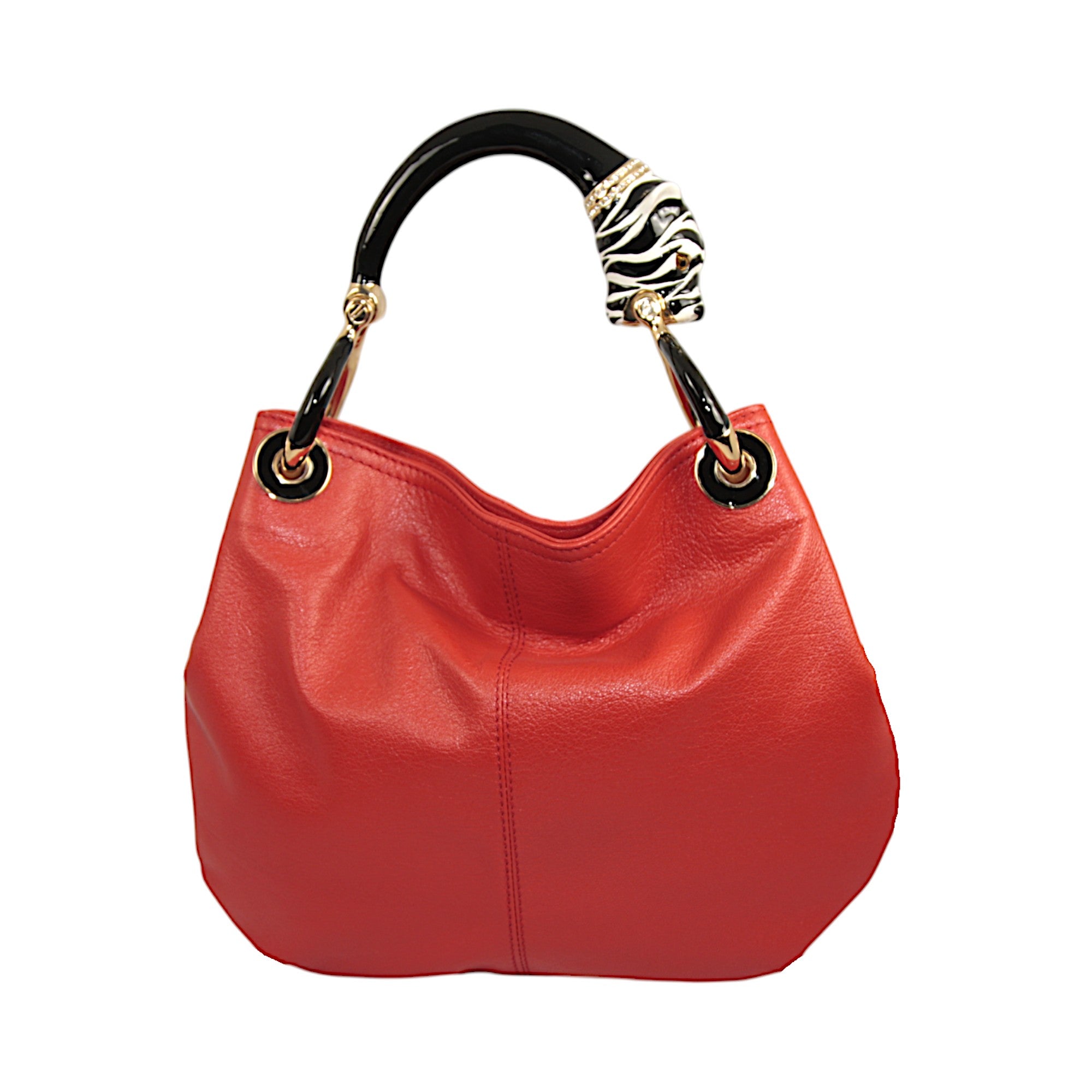 PANTHER B/W SMALL HANDBAG IN HIGHT QUALITY RED LEATHER
