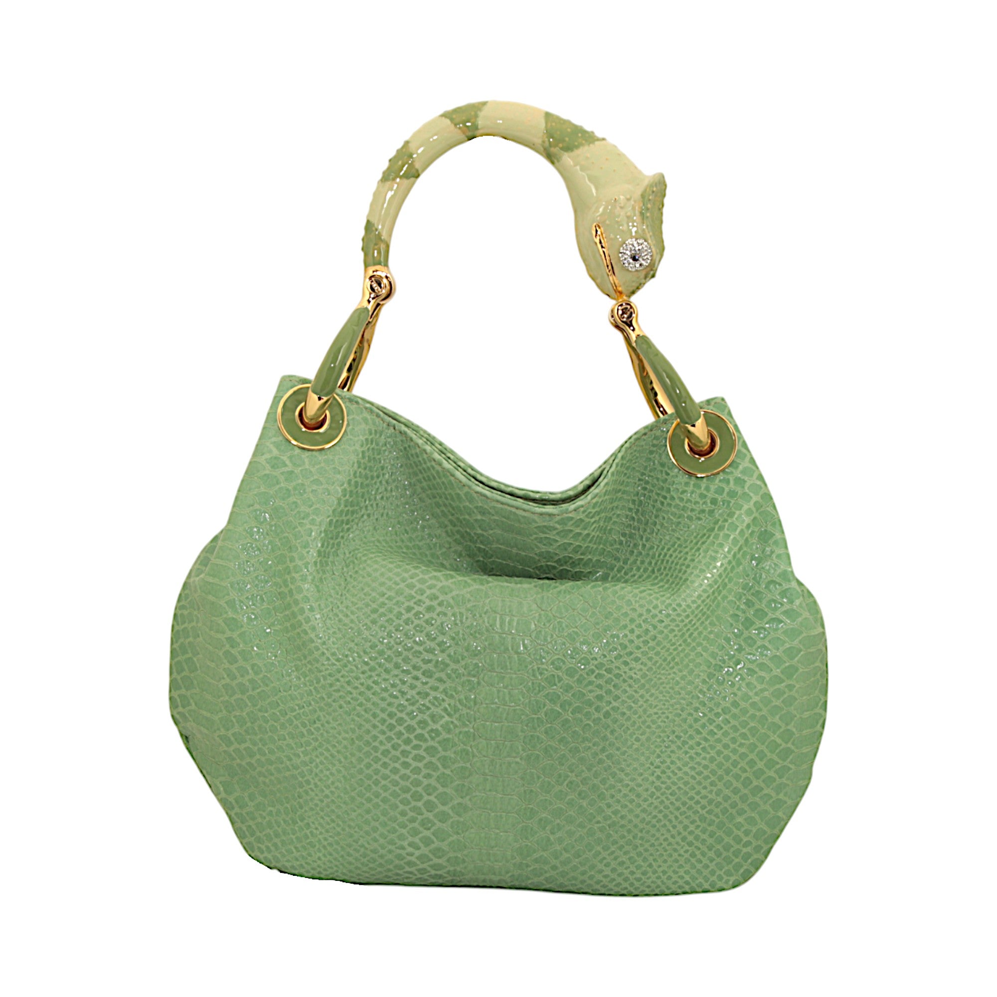 CHAMELEON SMALL BAG WITH GREEN PRINTED LEATHER
