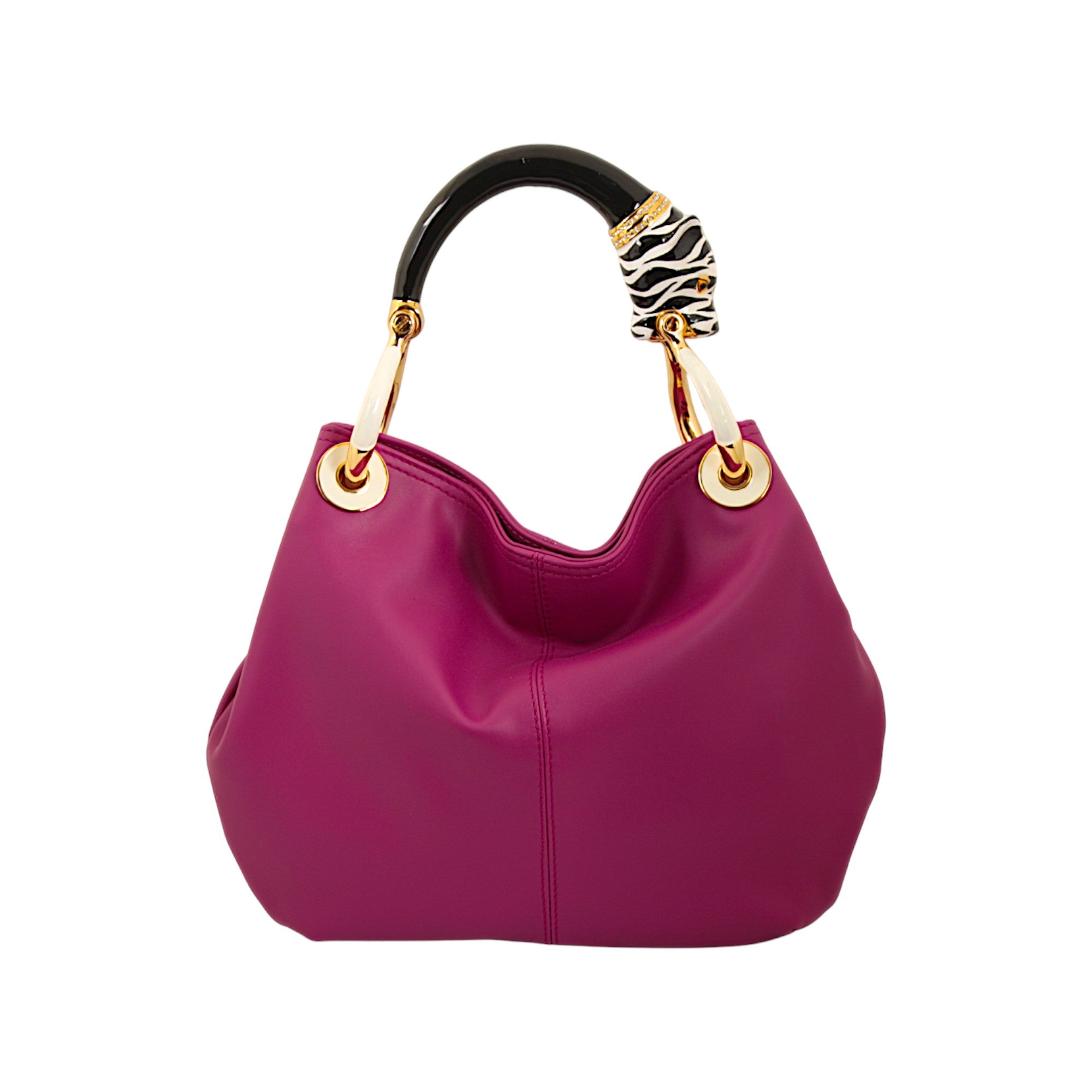 PANTHER B/W WITH PINK HIGH QUALITY LEATHER SMALL HANDBAG