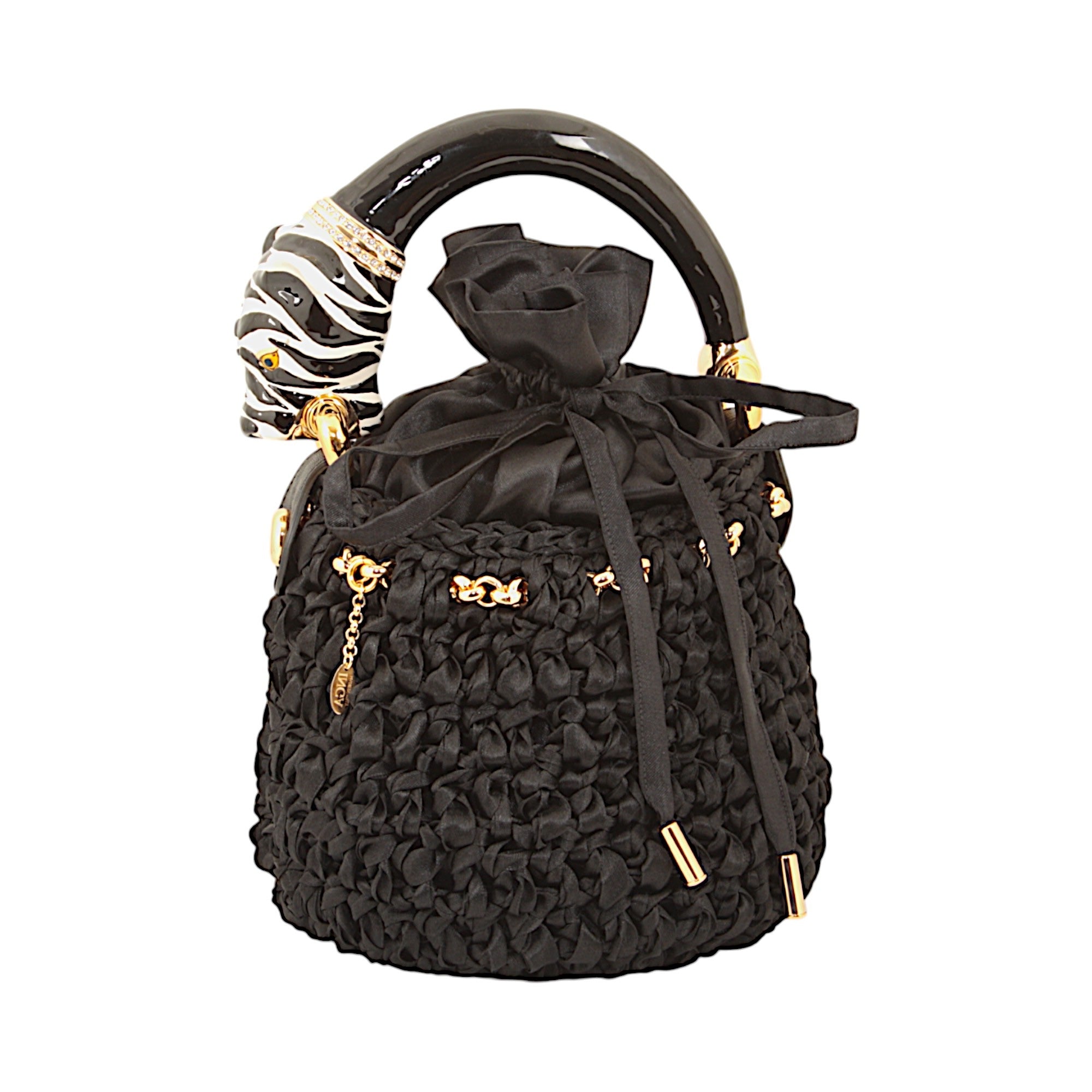 Bucket with Handle Ornated with B/W Panther Made in Italy