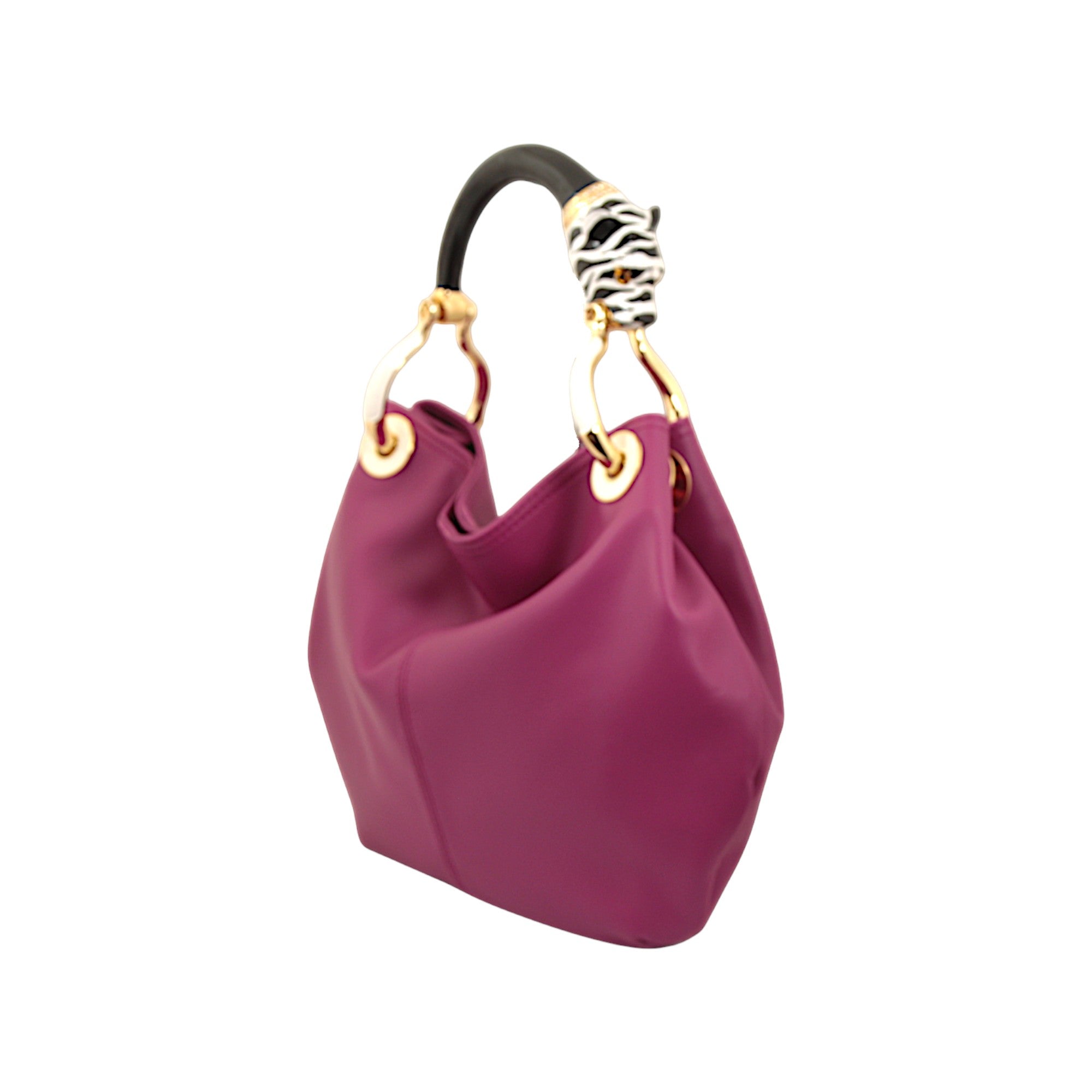 PANTHER B/W WITH PINK HIGH QUALITY LEATHER SMALL HANDBAG