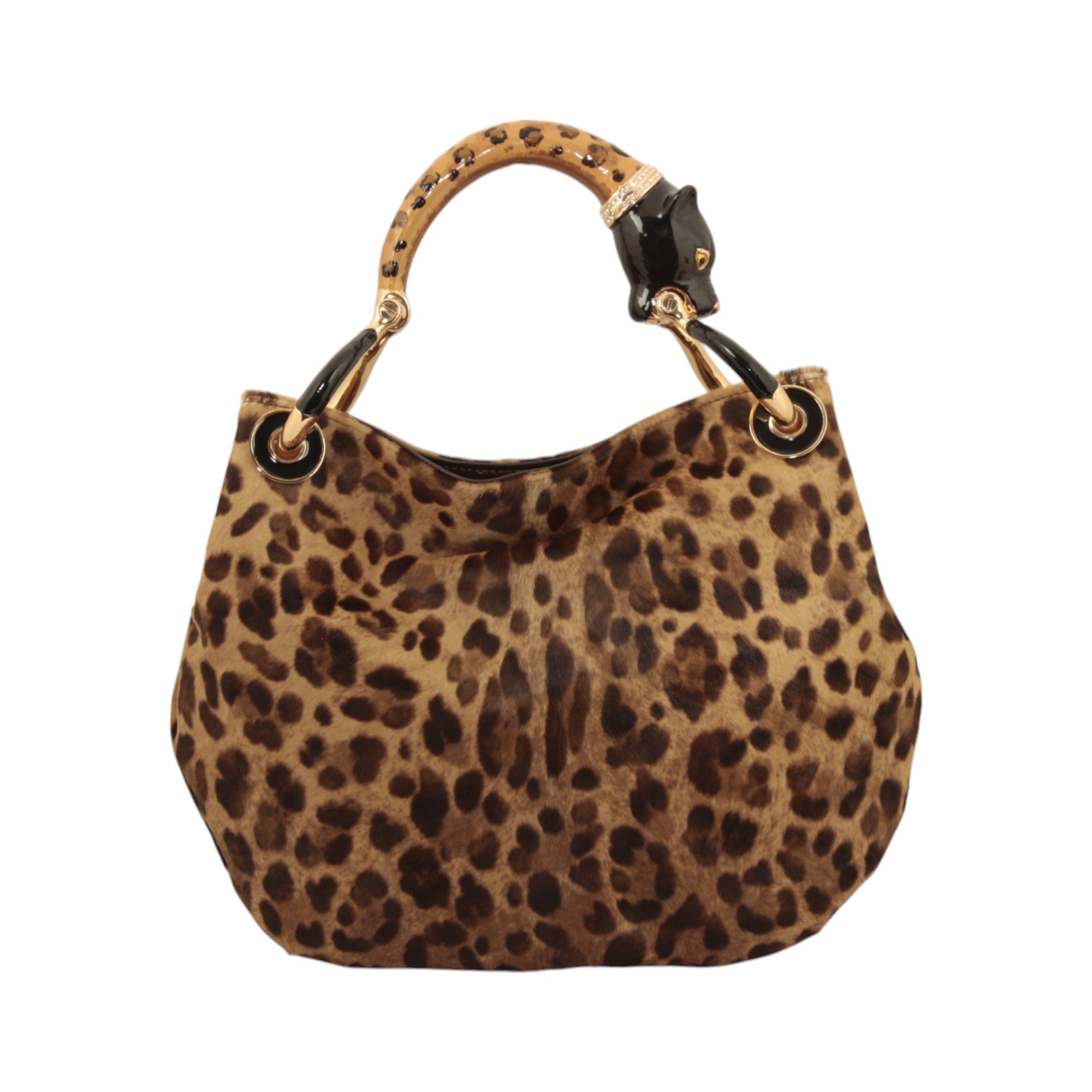 LEOPARD SMALL HANDBAG IN PONY-EFFECT LEATHER