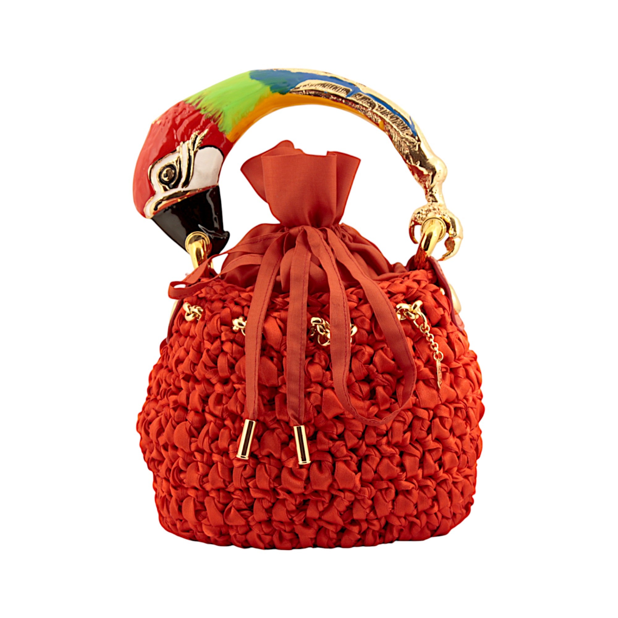 Bucket with Handle Ornated with Parrot Made in Italy