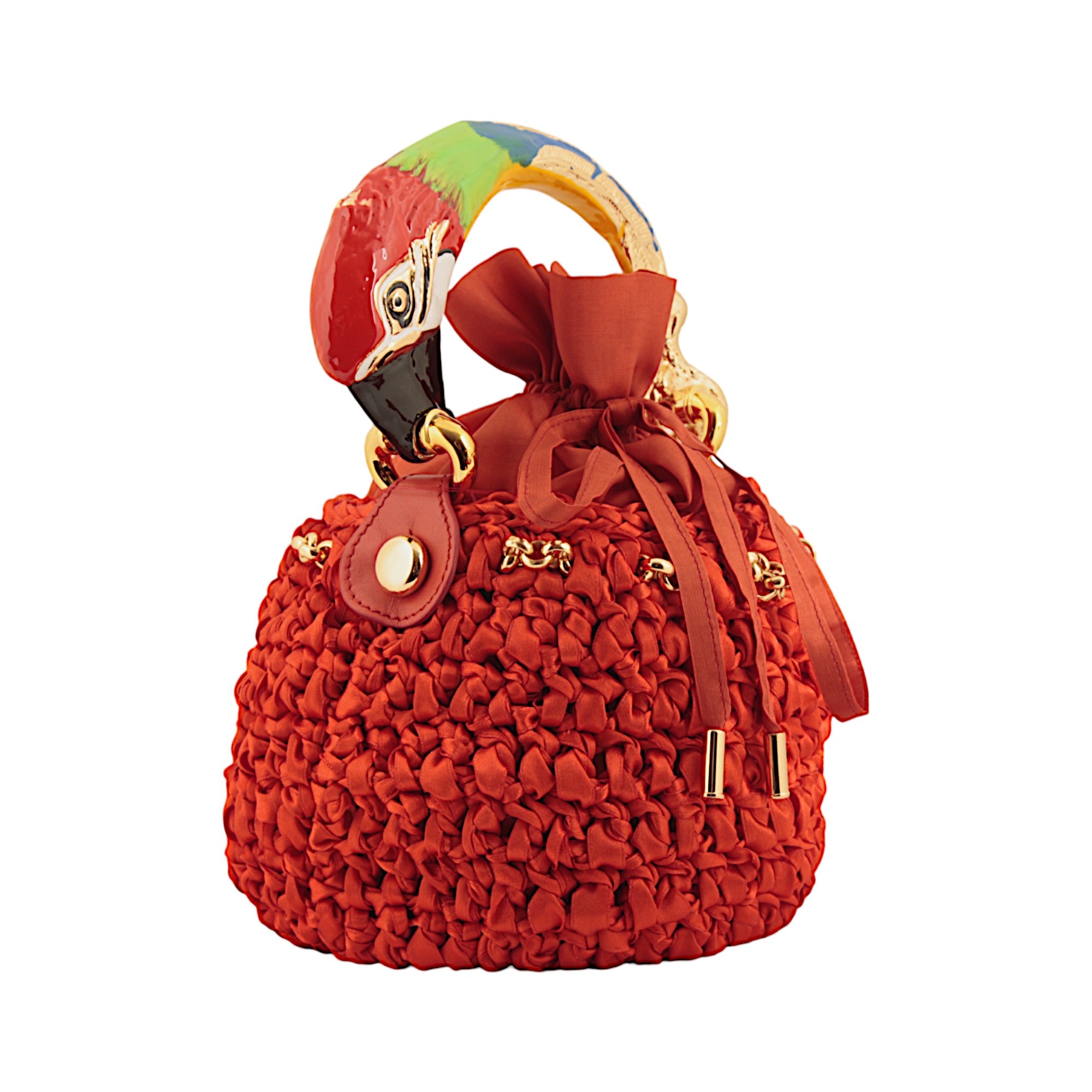Bucket with Handle Ornated with Parrot Made in Italy