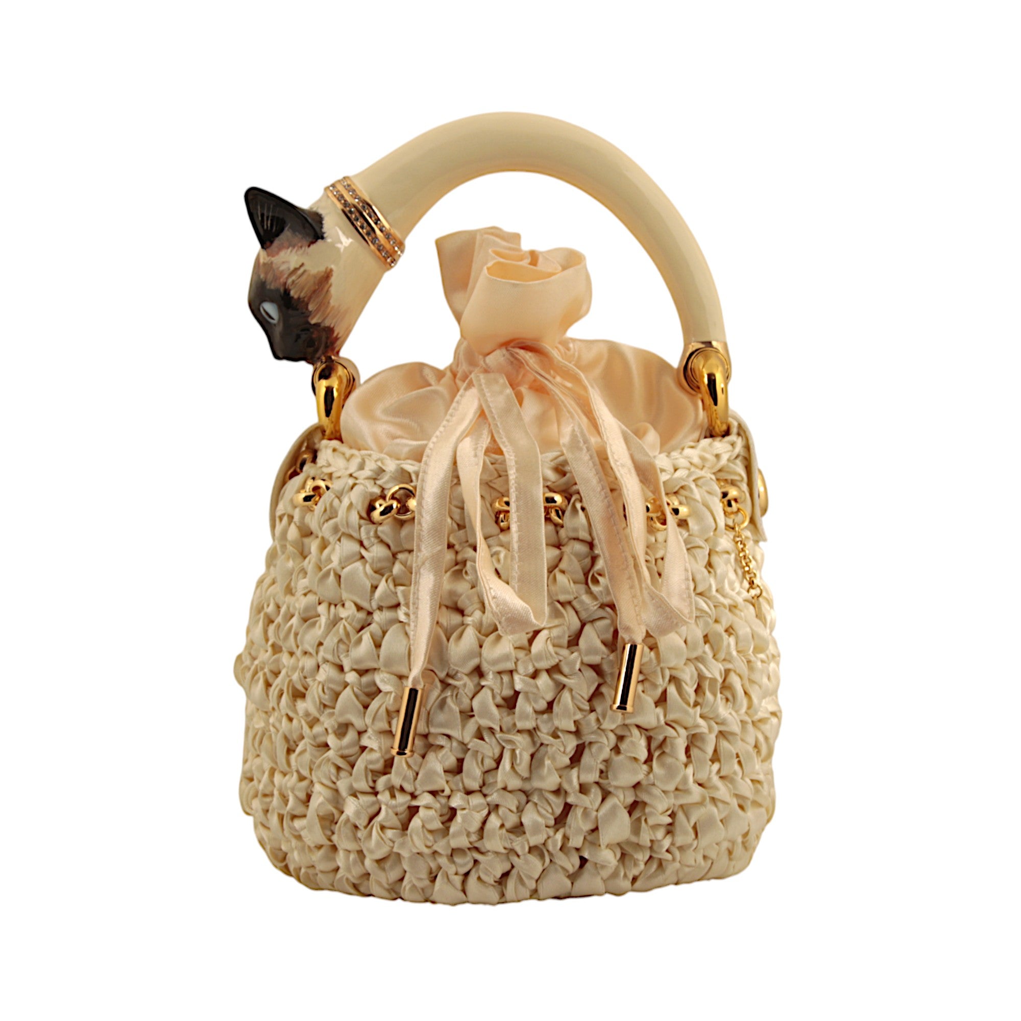 Bucket with Handle Ornated with Cat Made in Italy