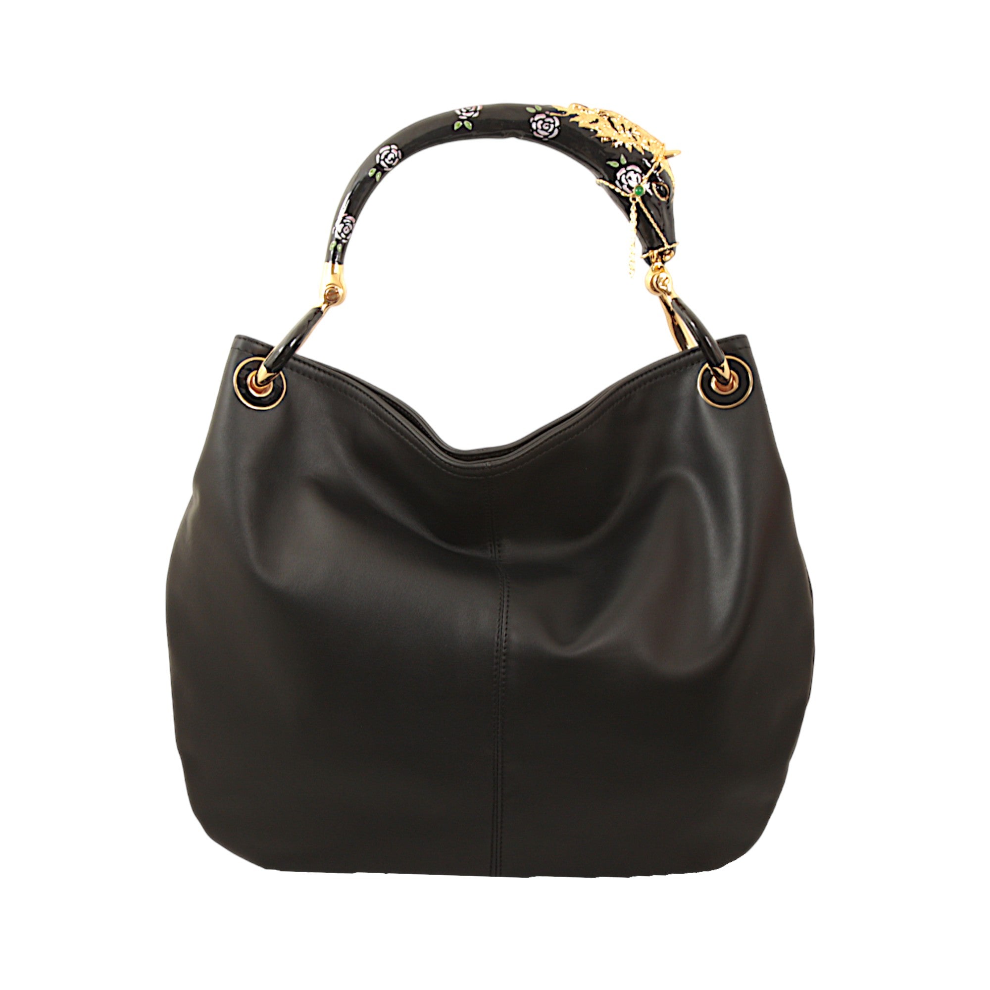 BLACK HORSE HANDBAG WITH BLACK LEATHER