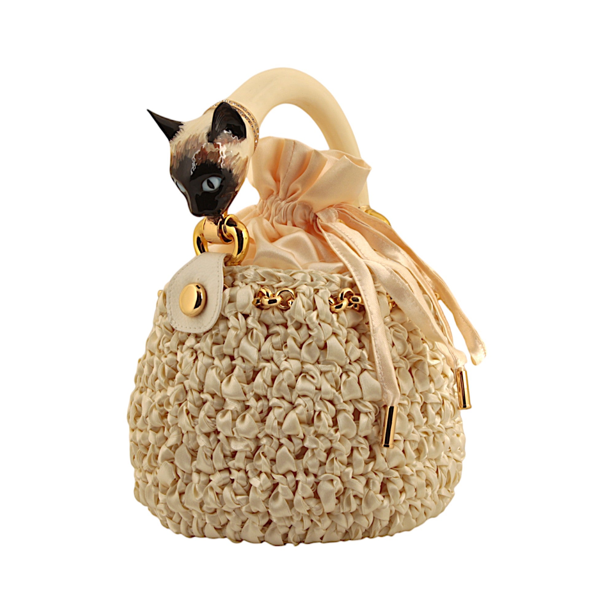 Bucket with Handle Ornated with Cat Made in Italy