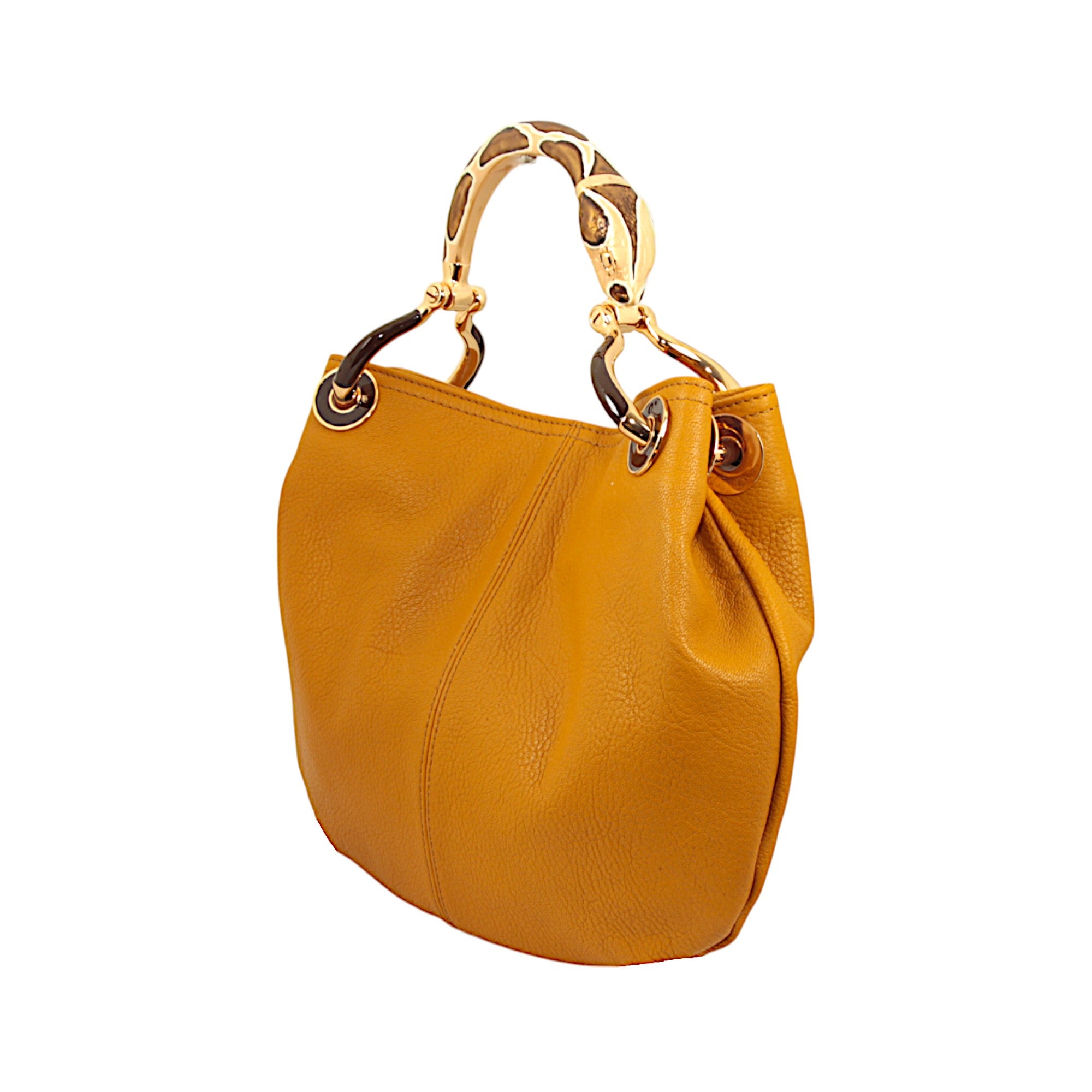 BORSA PICCOLA SNAKE IN PELLE NAPPA OCRA