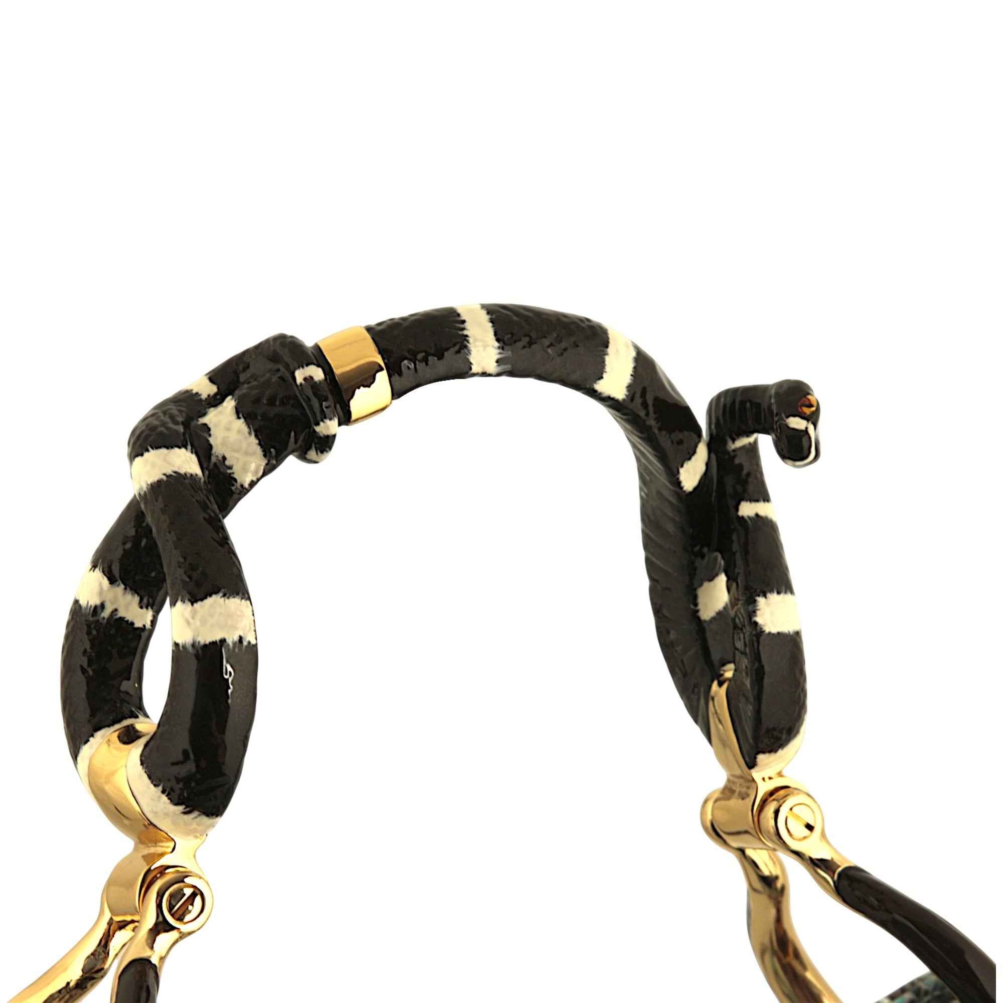 Snake Small Handbag in Beige Lizard-Print Leather