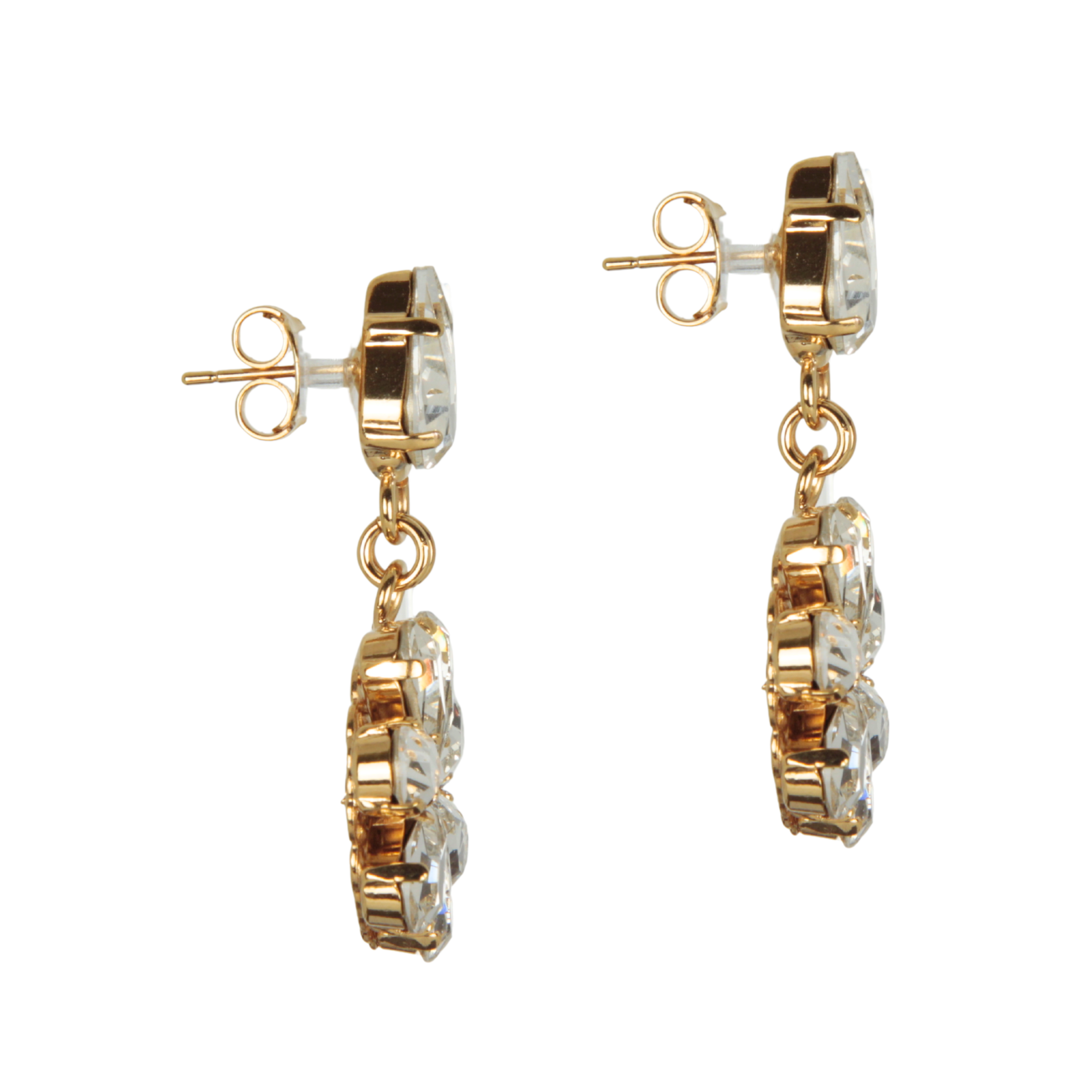 Orecchini pendenti a forma di margherita con gocce di cristallo di zaffiro e acquamarina