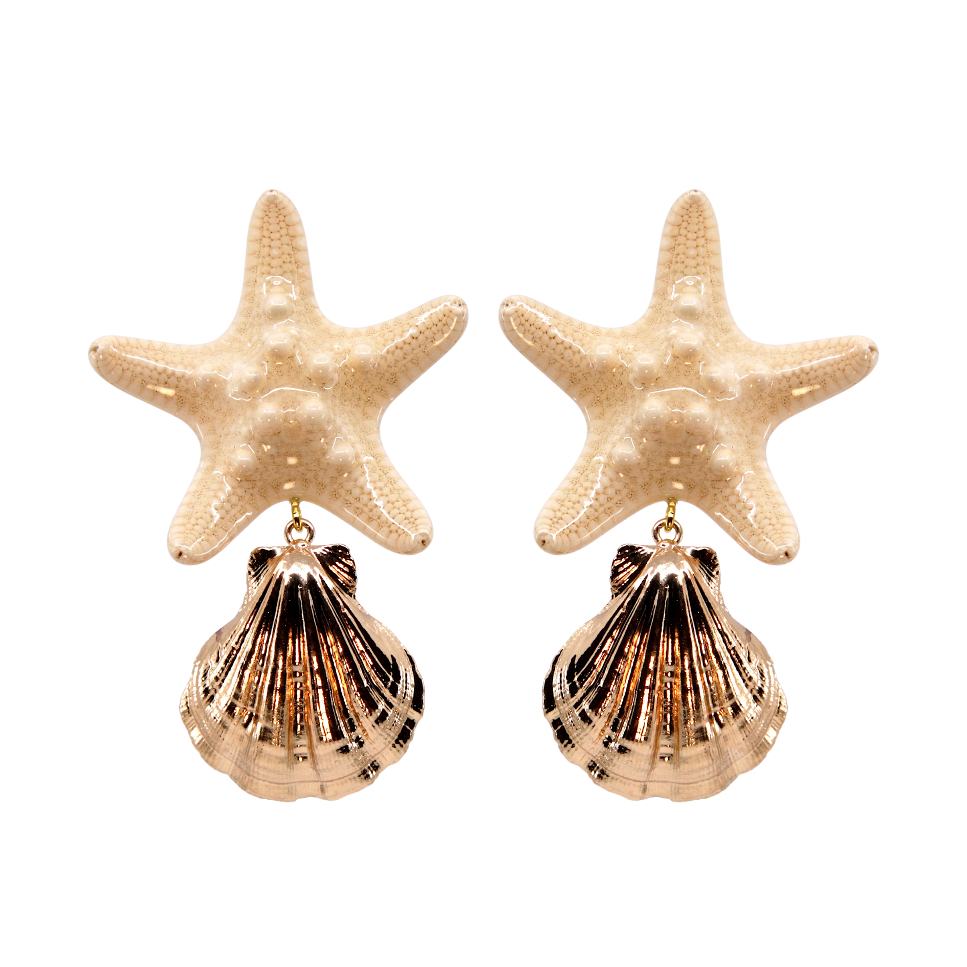 Orecchini a bottone a forma di stella in argento sterling placcato oro - Italia
