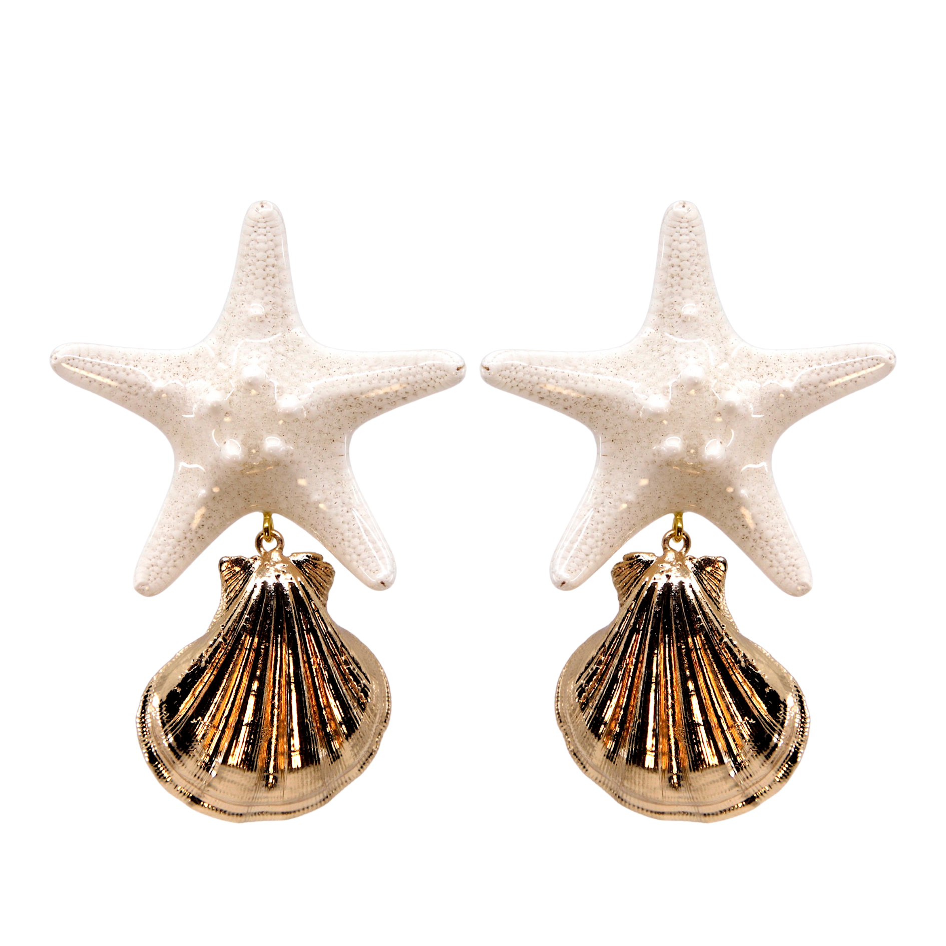 WHITE STARFISH EARRINGS