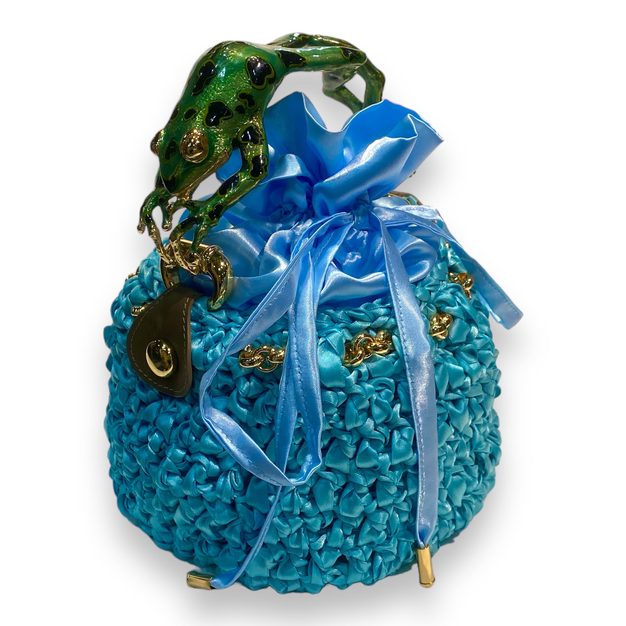 Bucket with Handle Ornated with Enamelled Frog Made in Italy