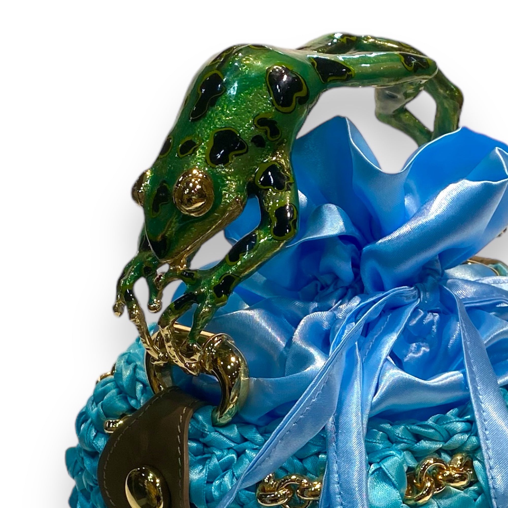 Bucket with Handle Ornated with Enamelled Frog Made in Italy
