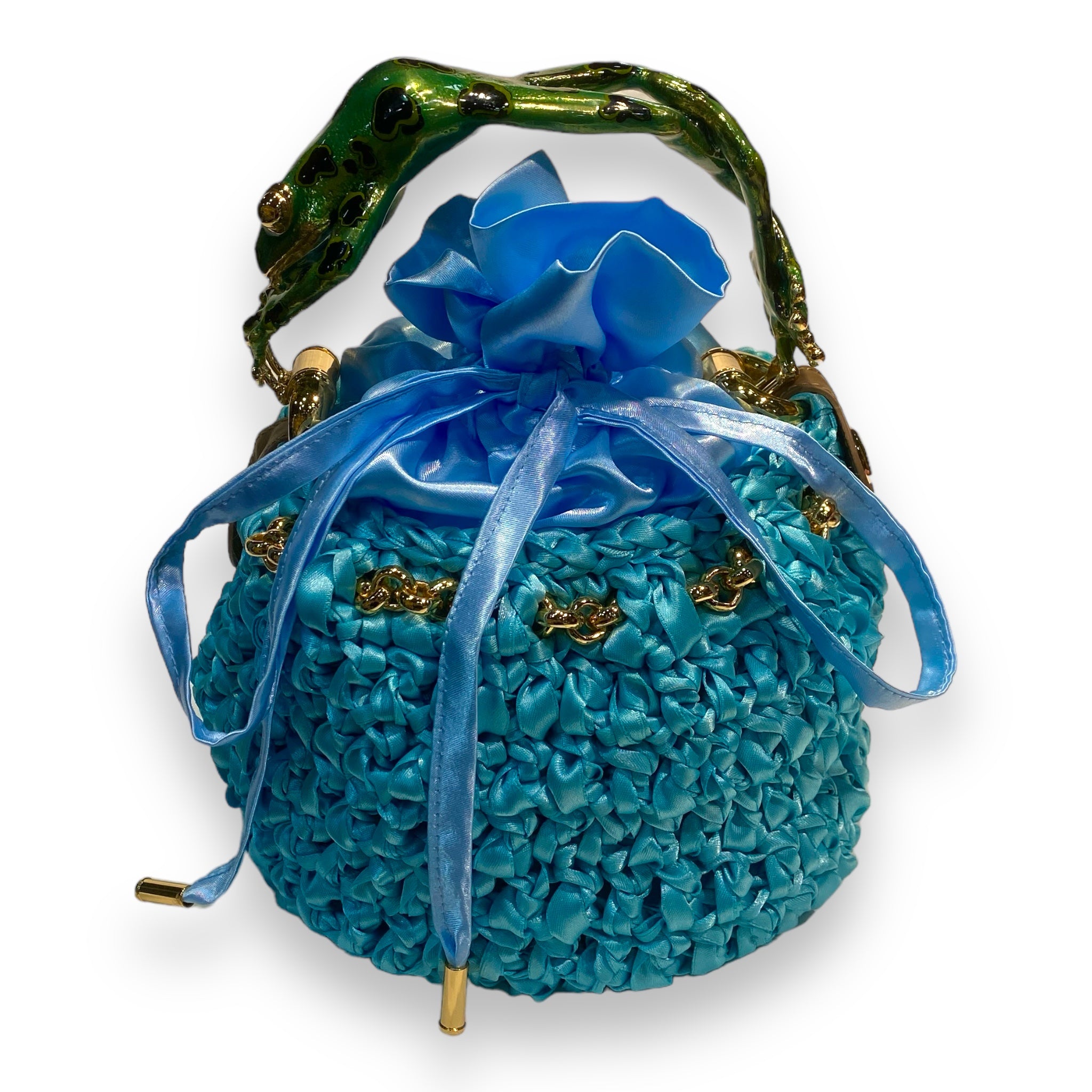 Bucket with Handle Ornated with Enamelled Frog Made in Italy