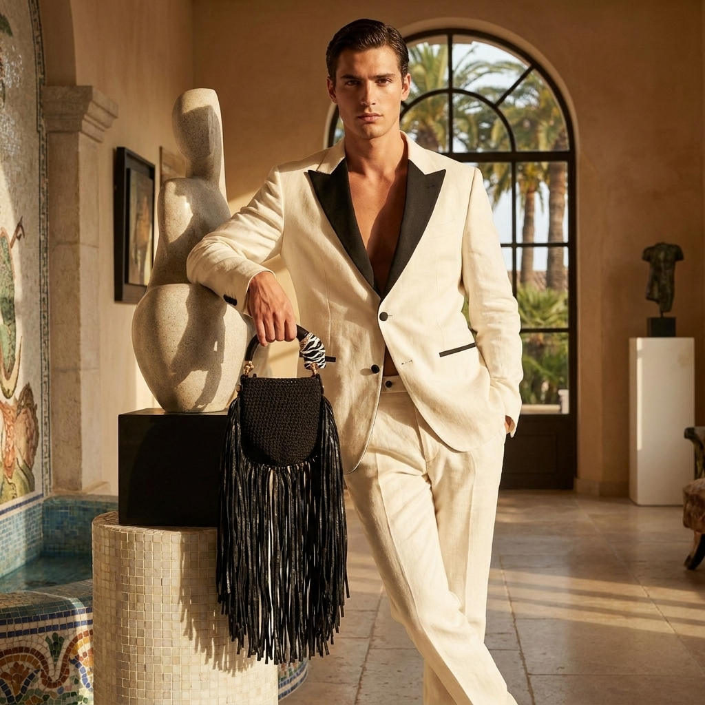 Riviera Fringe Bag – Panther B/W Edition