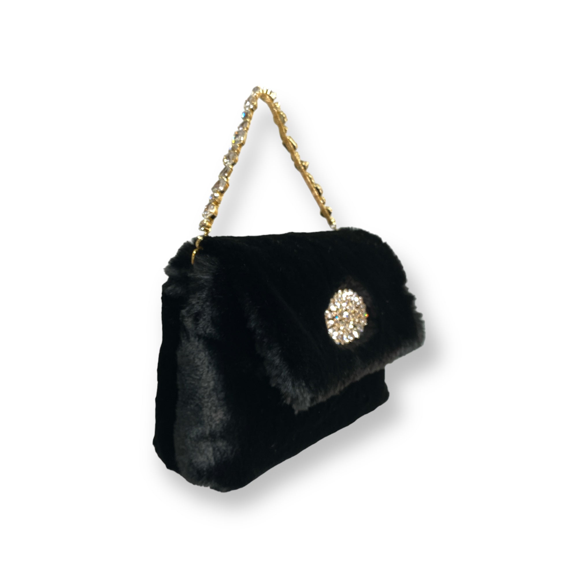 Borsa Victoria in pelliccia sintetica nera