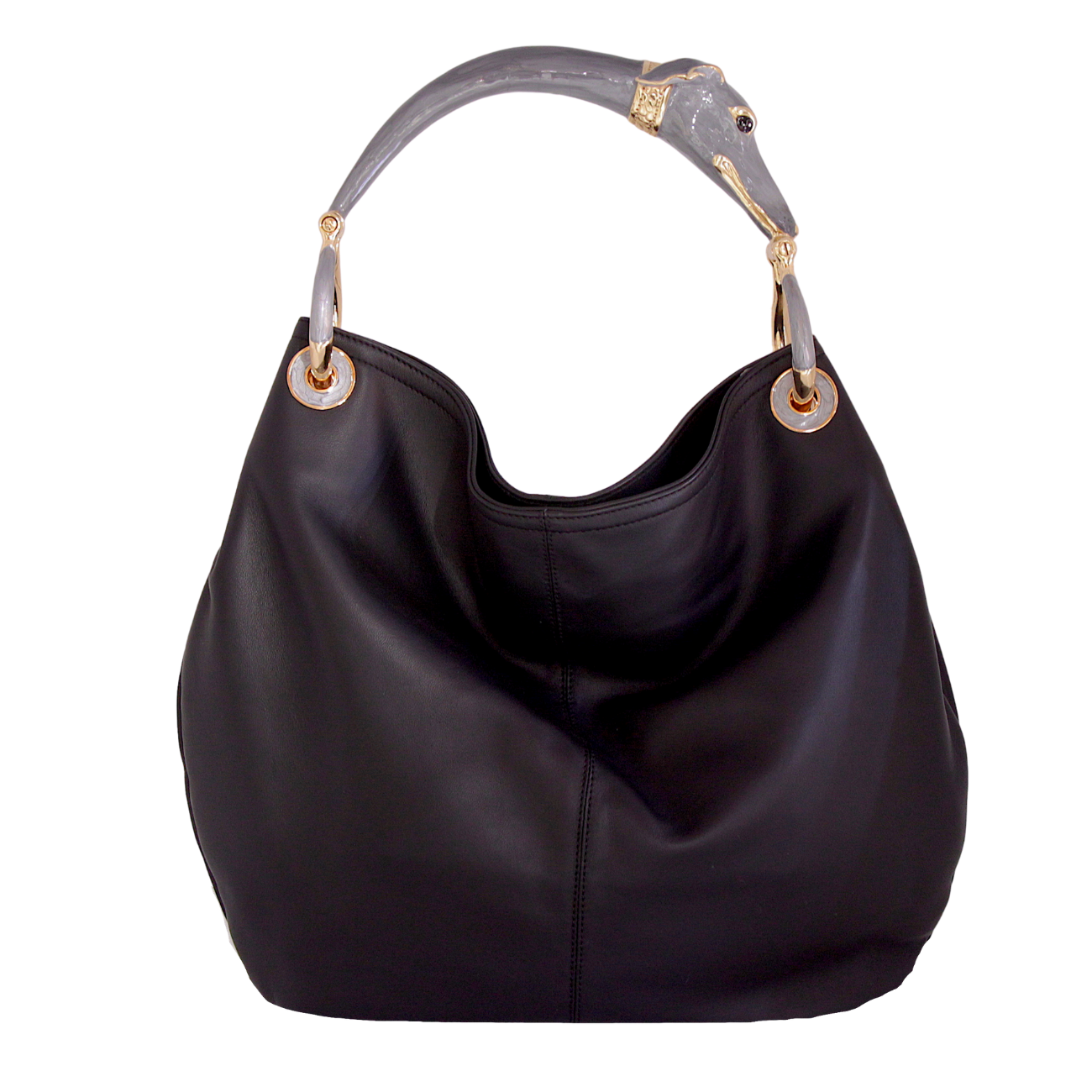 BORSA CLASSICA GREYHOUND IN PELLE VEGANA NERA