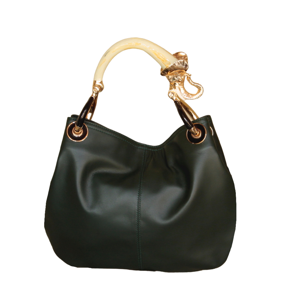 ELEPHANT SMALL BAG WITH GREEN NAPPA LEATHER