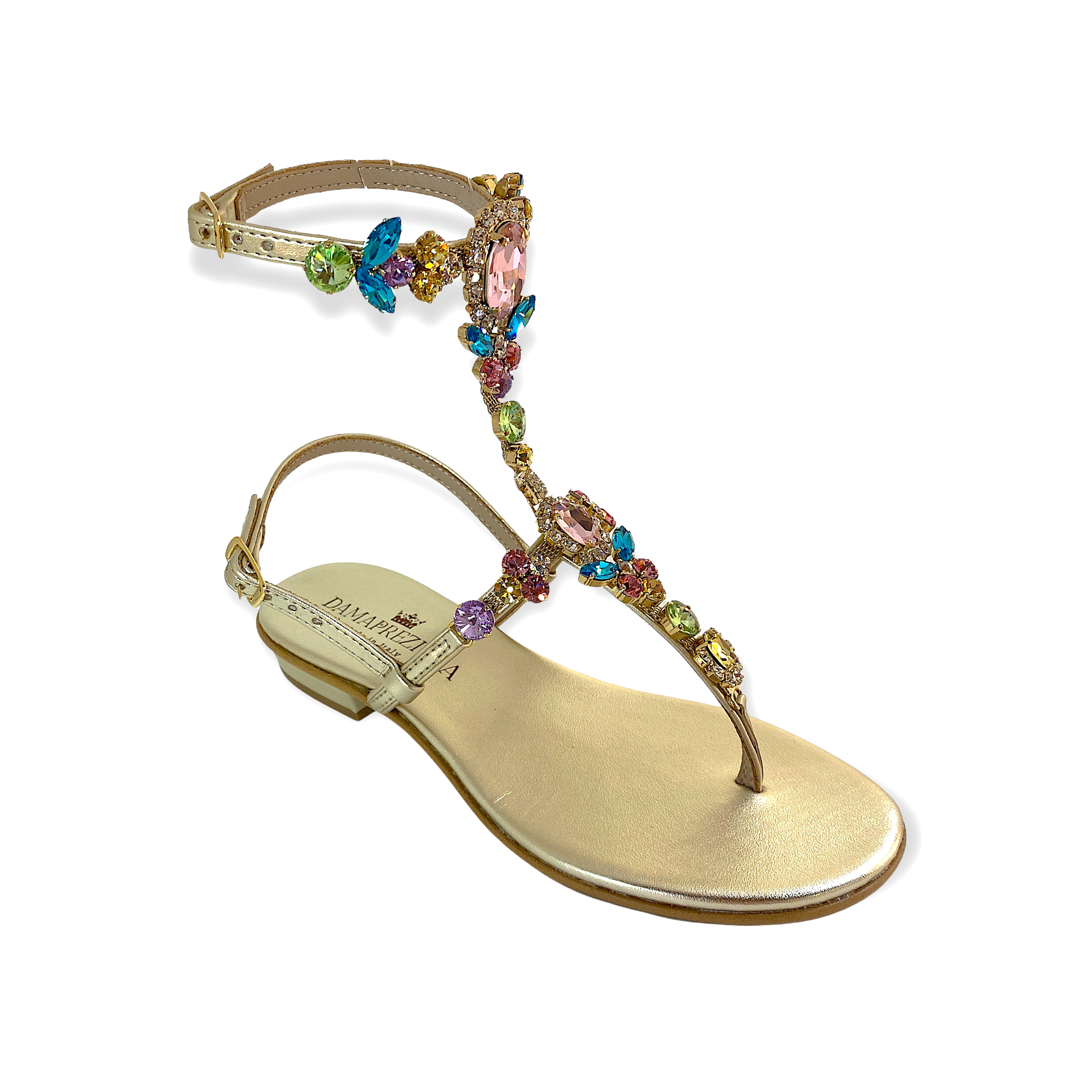 Lucrezia multicolor crystal flat jewel sandal