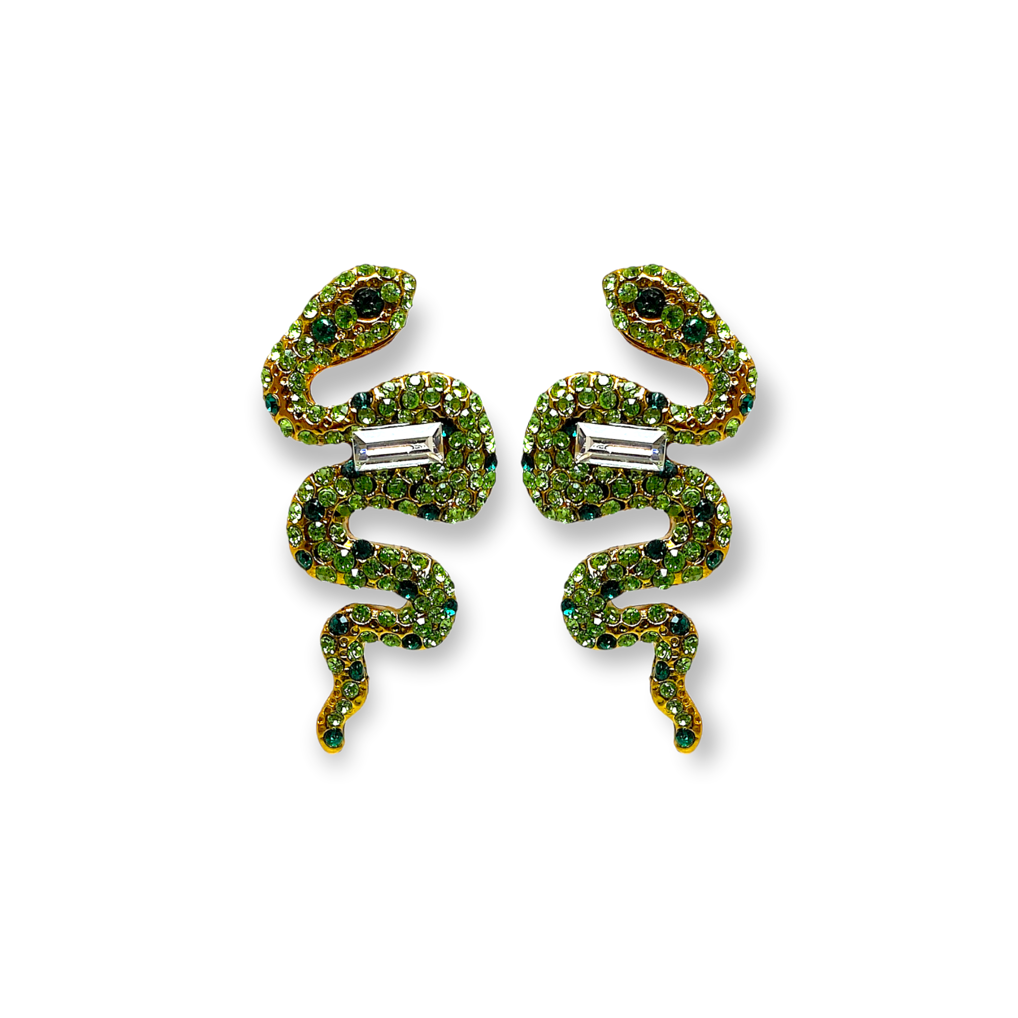 Carlo Zini Precious Swarovski® crystals inspires the unique design of this extraordinary snake earrings
